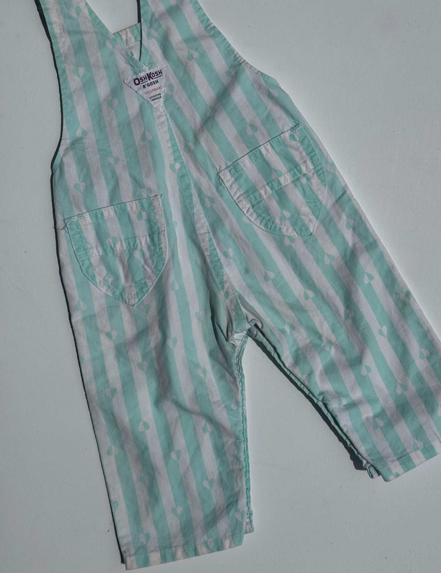 Aqua blue print Oshkosh overalls - 6-12m