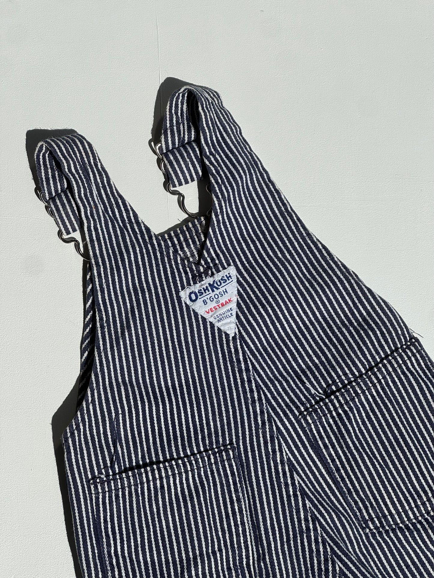 navy stripe Oshkosh overalls - 3/6m