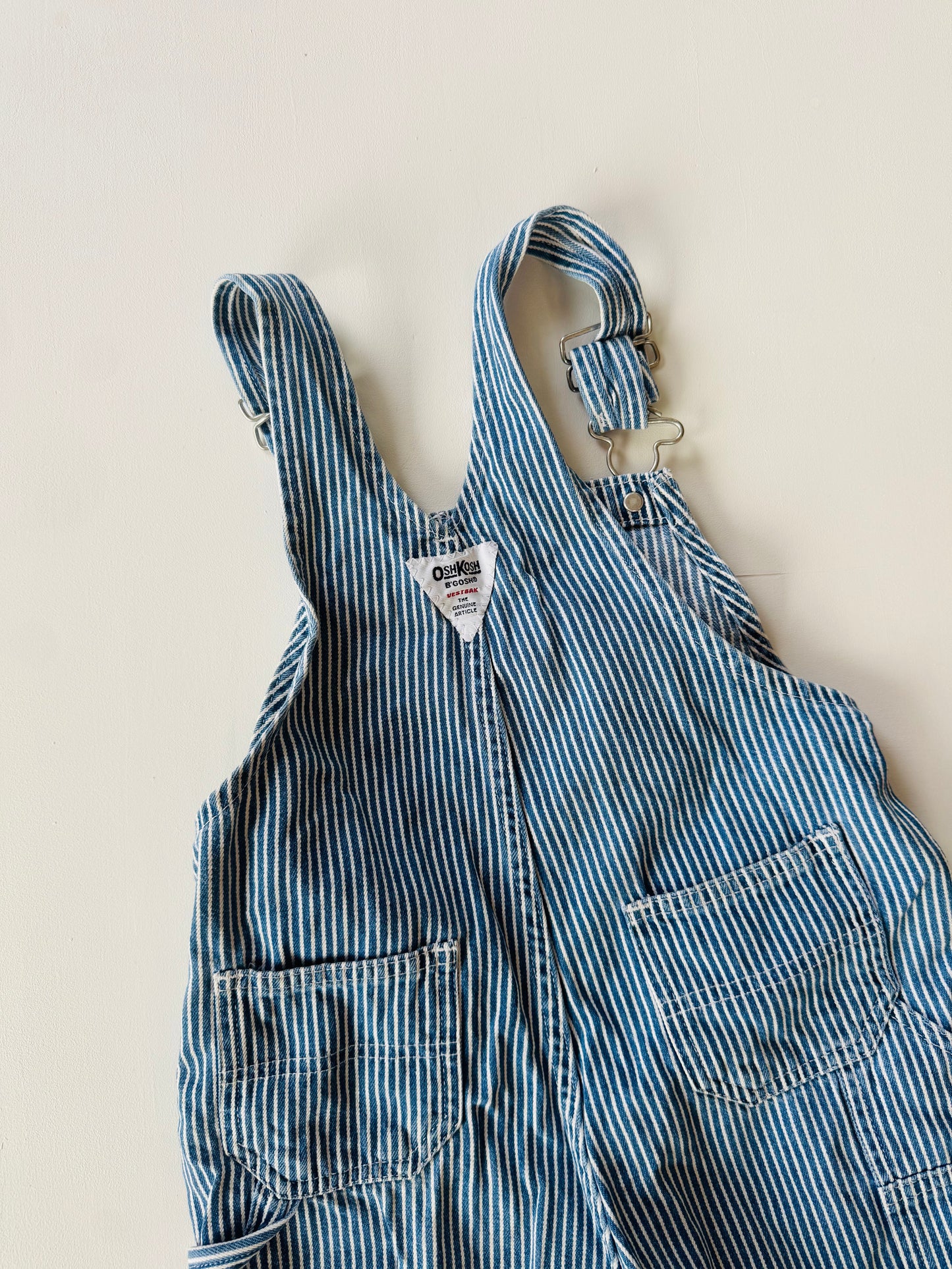 denim hickory Oshkosh shortalls - 4Y - 6Y