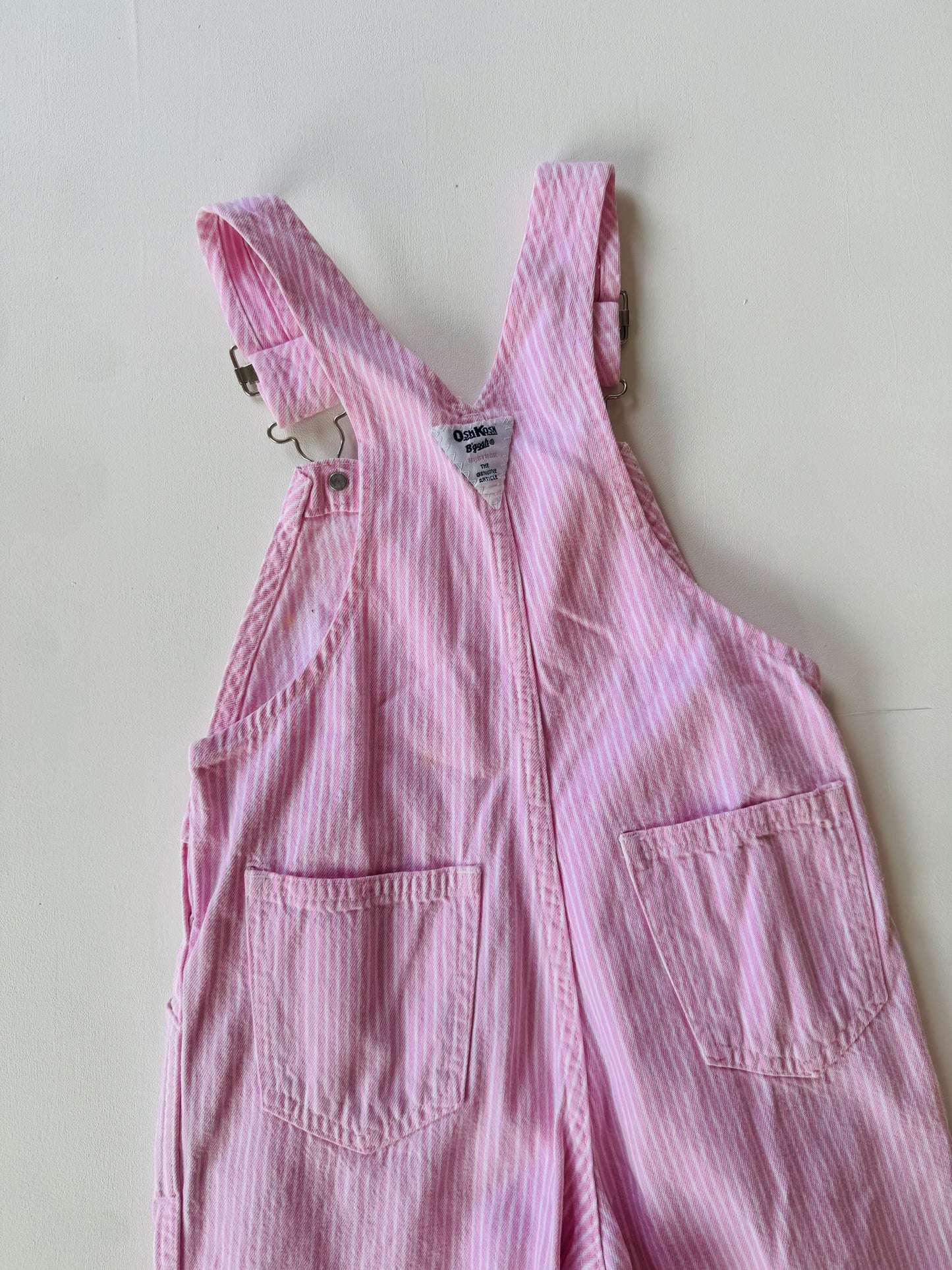 pink striped Oshkosh overalls - 3-5Y