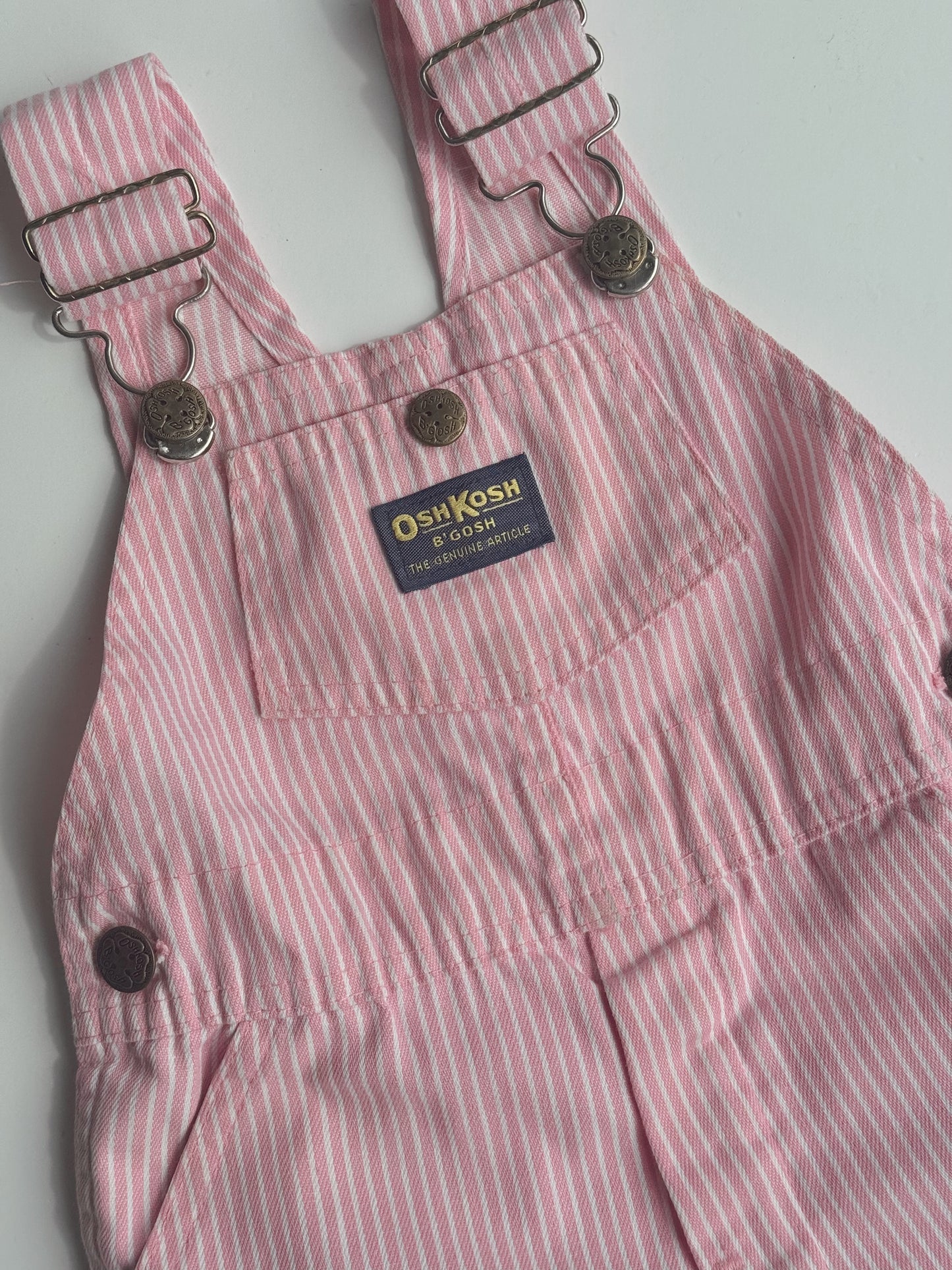 pink striped Oshkosh shortalls - 6m-18m