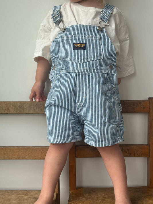 hickory stripe Oshkosh shortalls - 12m