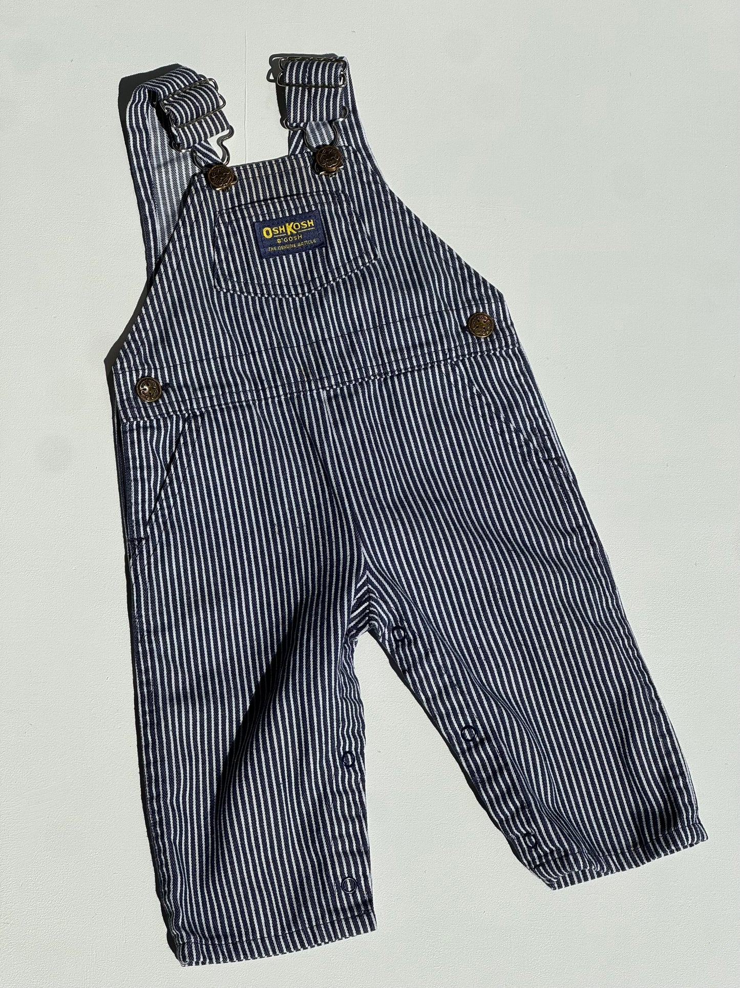 navy striped Oshkosh overalls - 6/9m