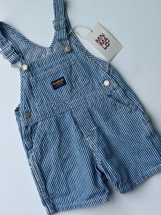 hickory stripe Oshkosh shortalls - 12m