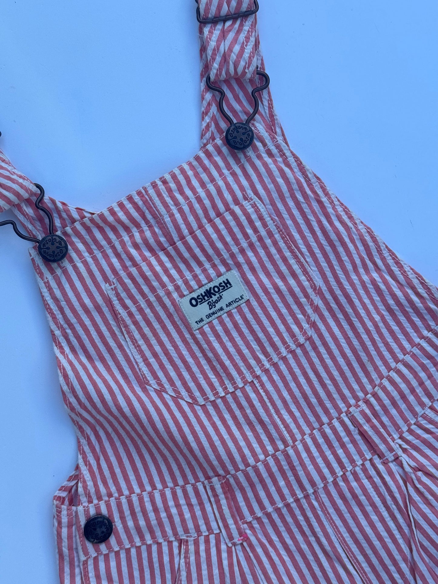 peach stripe Oshkosh shortalls - 2/3Y