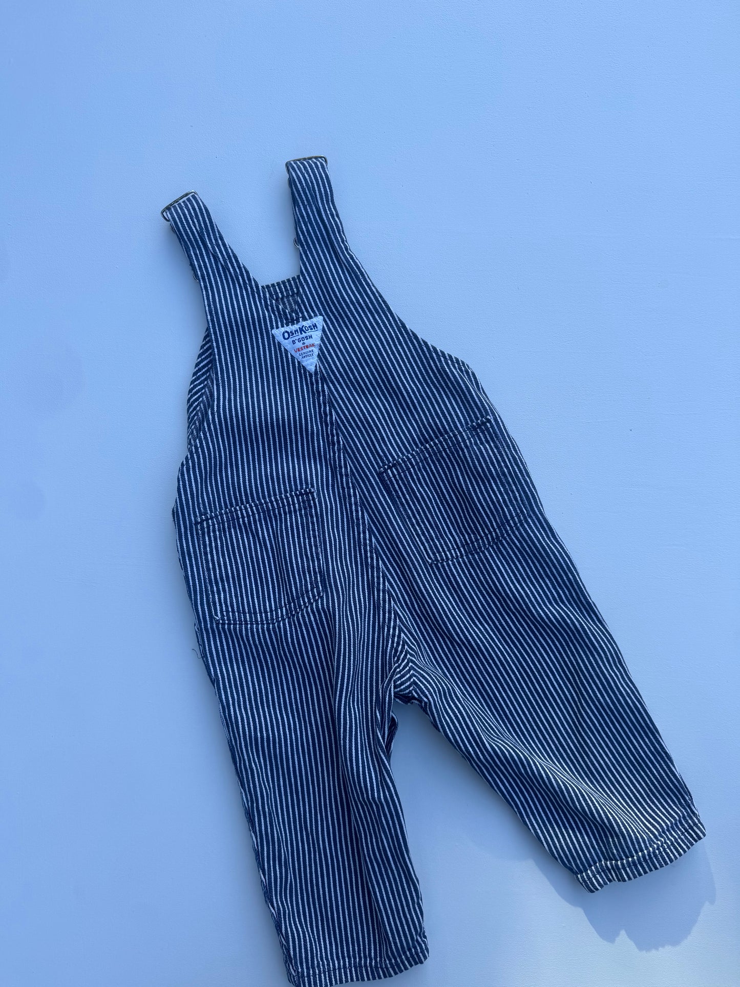 navy striped Oshkosh overalls - 6m - 18m