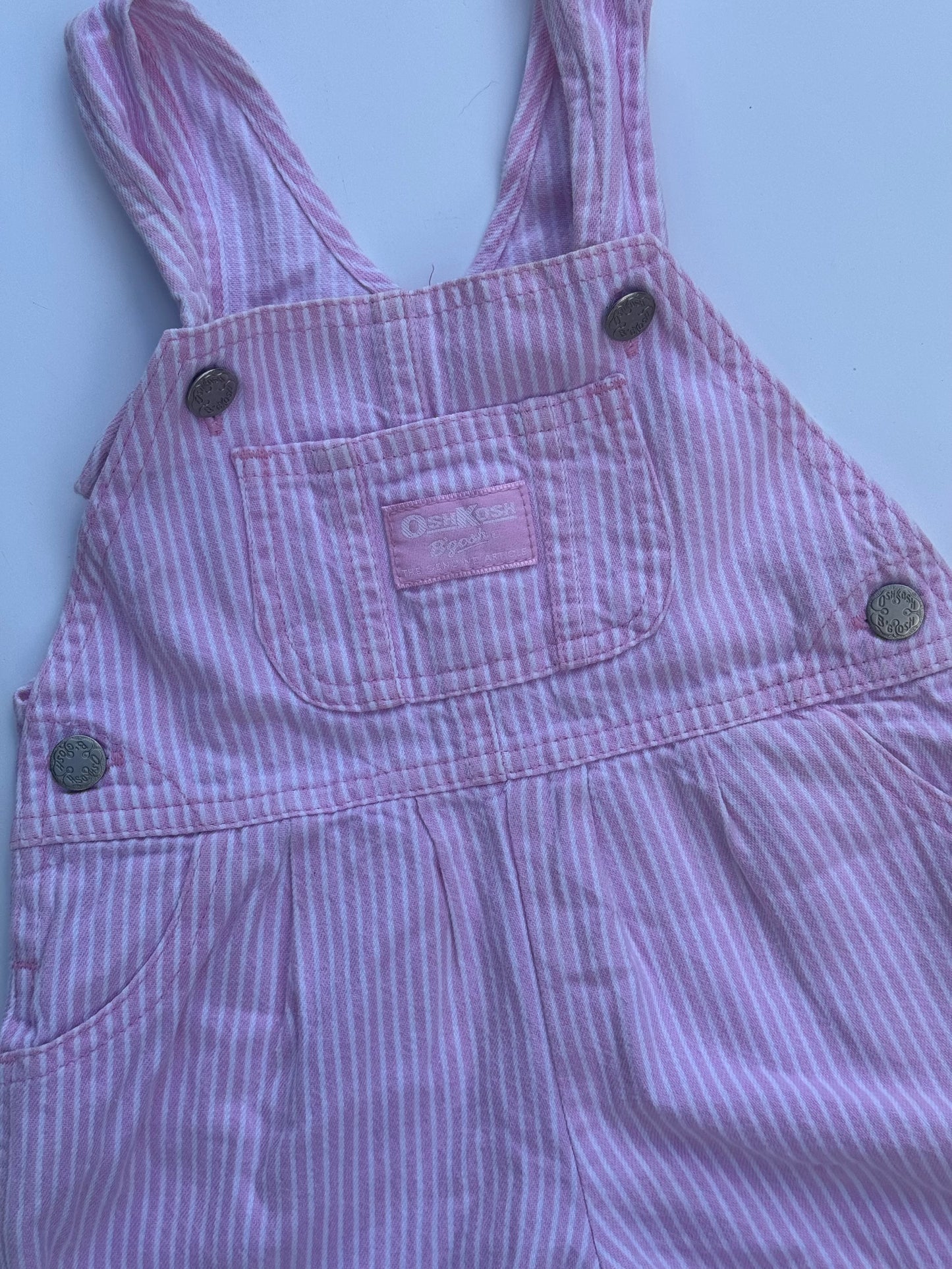 pink striped Oshkosh overalls - 6/12m