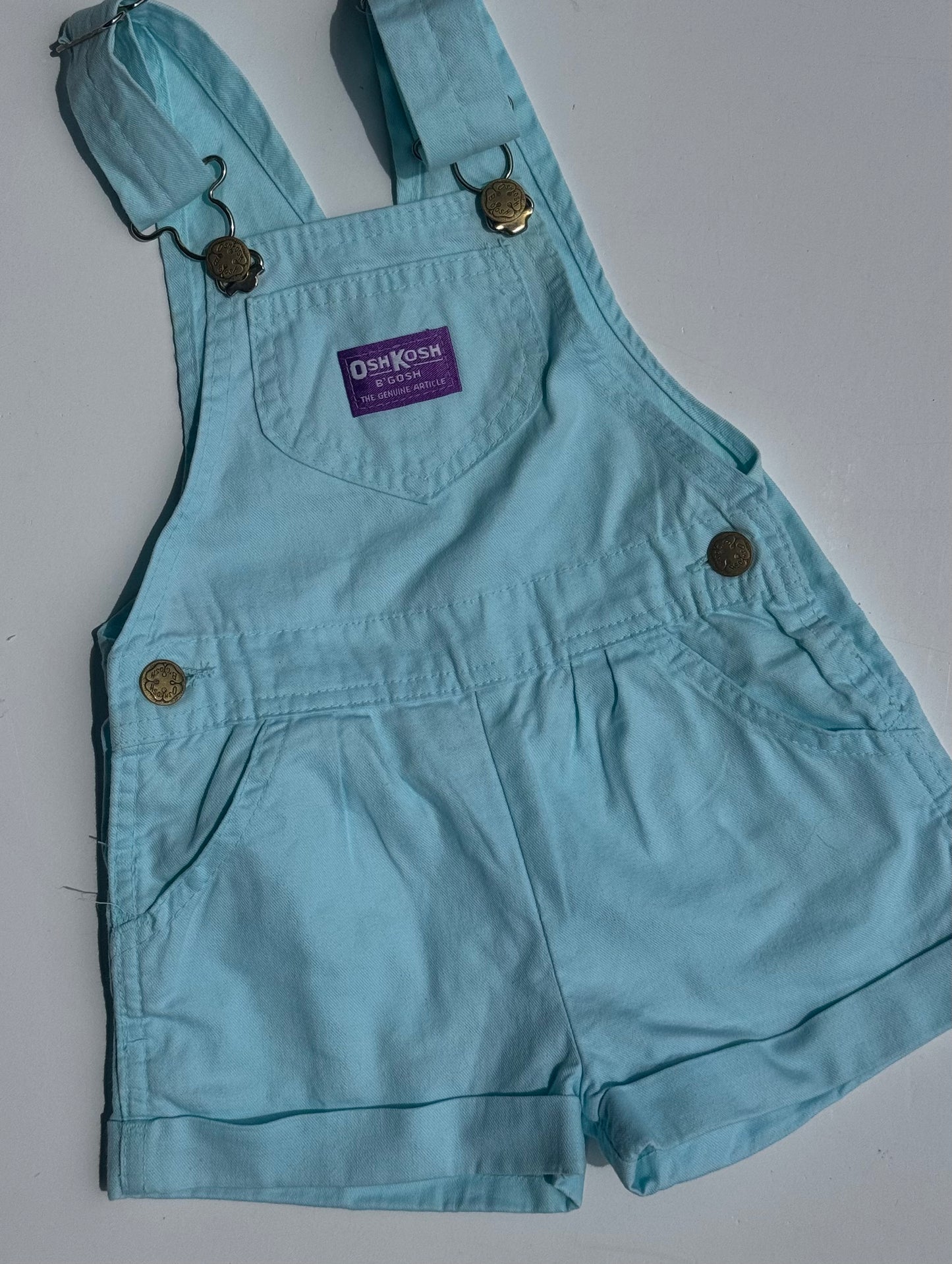 Aqua blue Oshkosh shortalls - 12m/18m