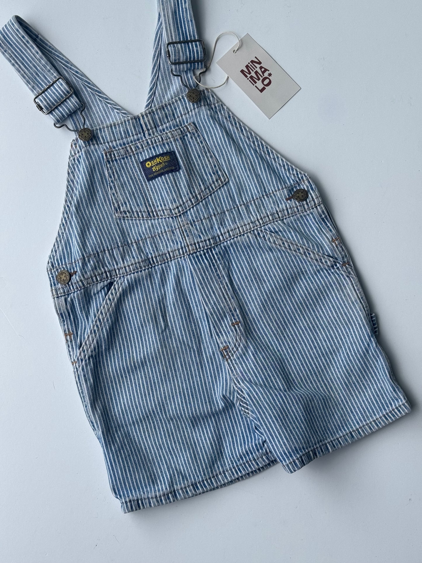 hickory stripe Oshkosh shortalls - 3Y