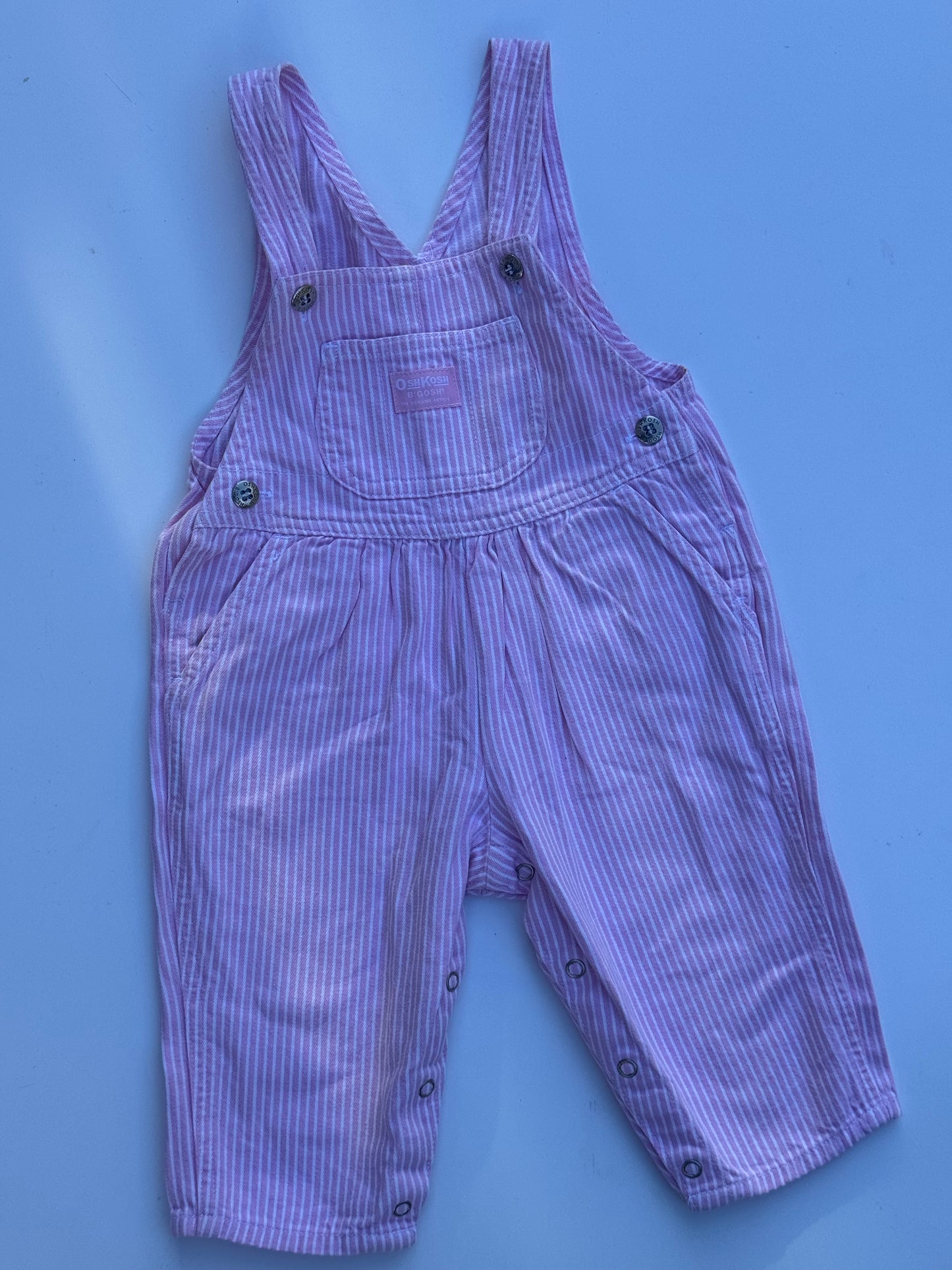 pink stripe Oshkosh overalls - 3/6m