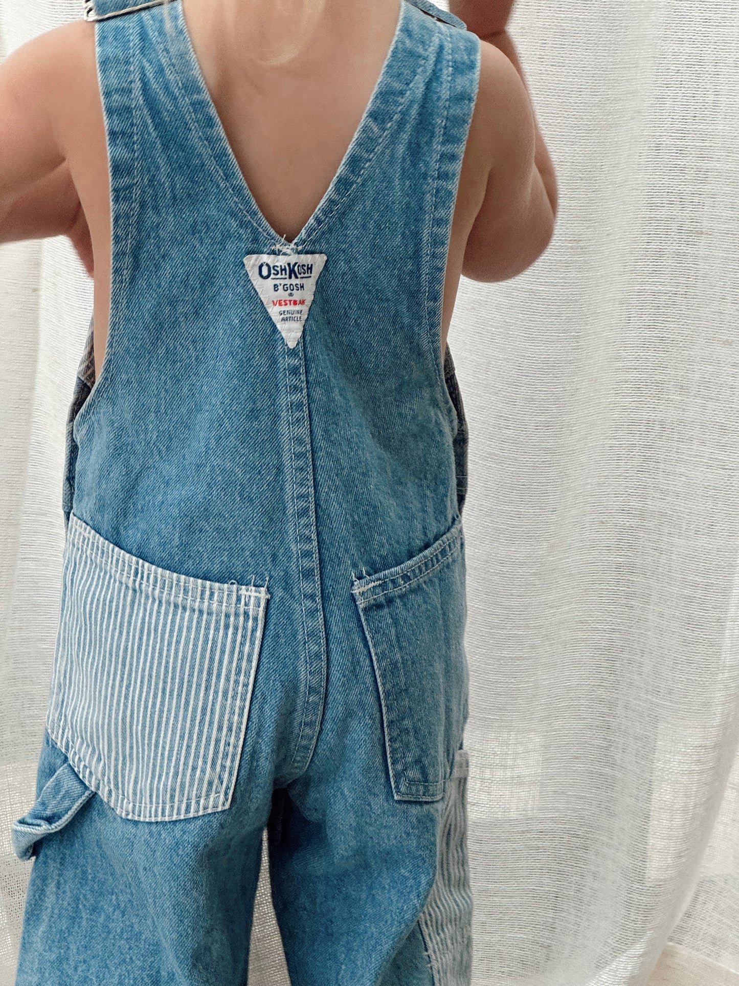 denim stripe Oshkosh overalls - 18m-3Y