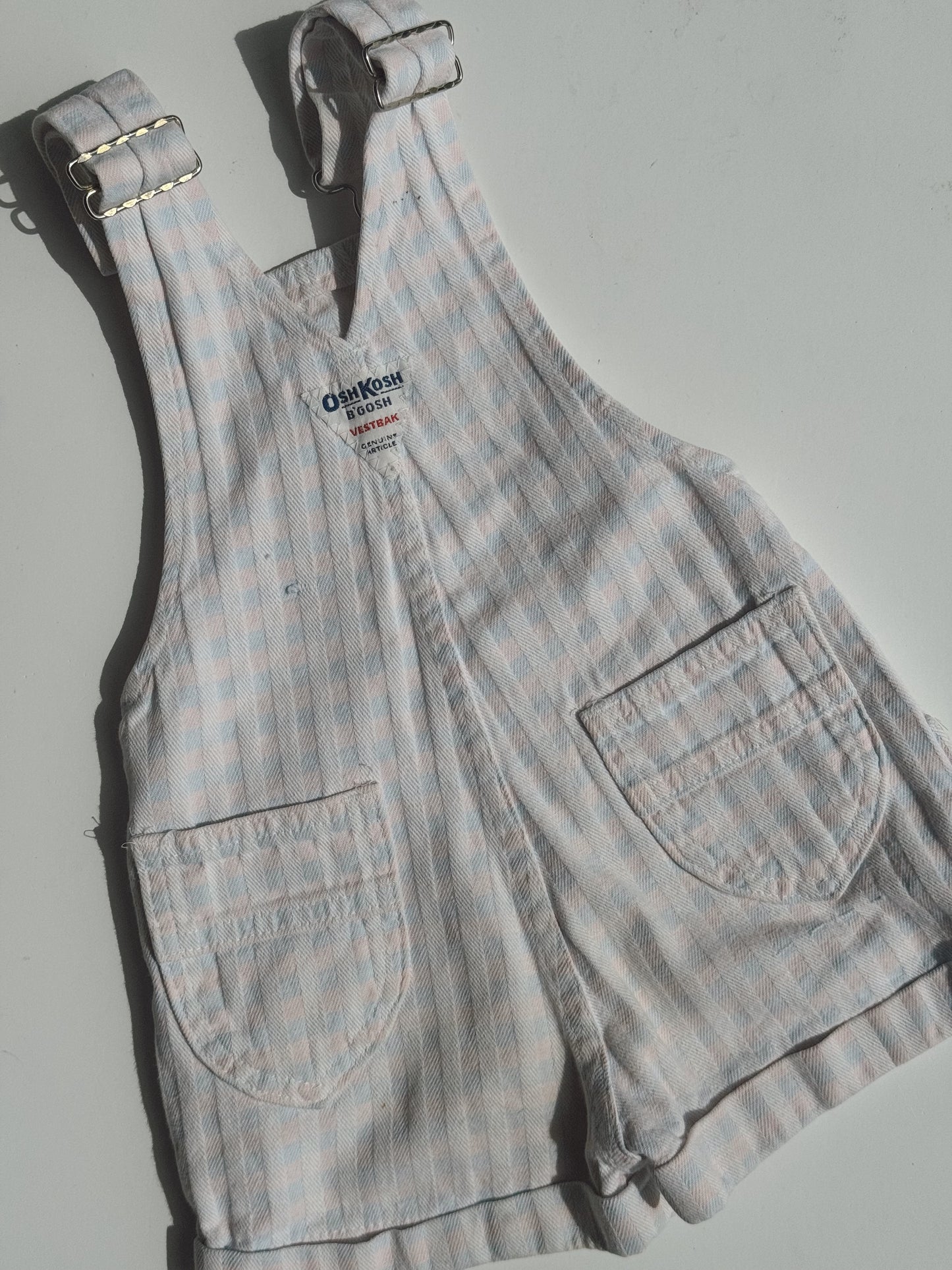 light pink/blue Oshkosh shortalls 1Y-2Y