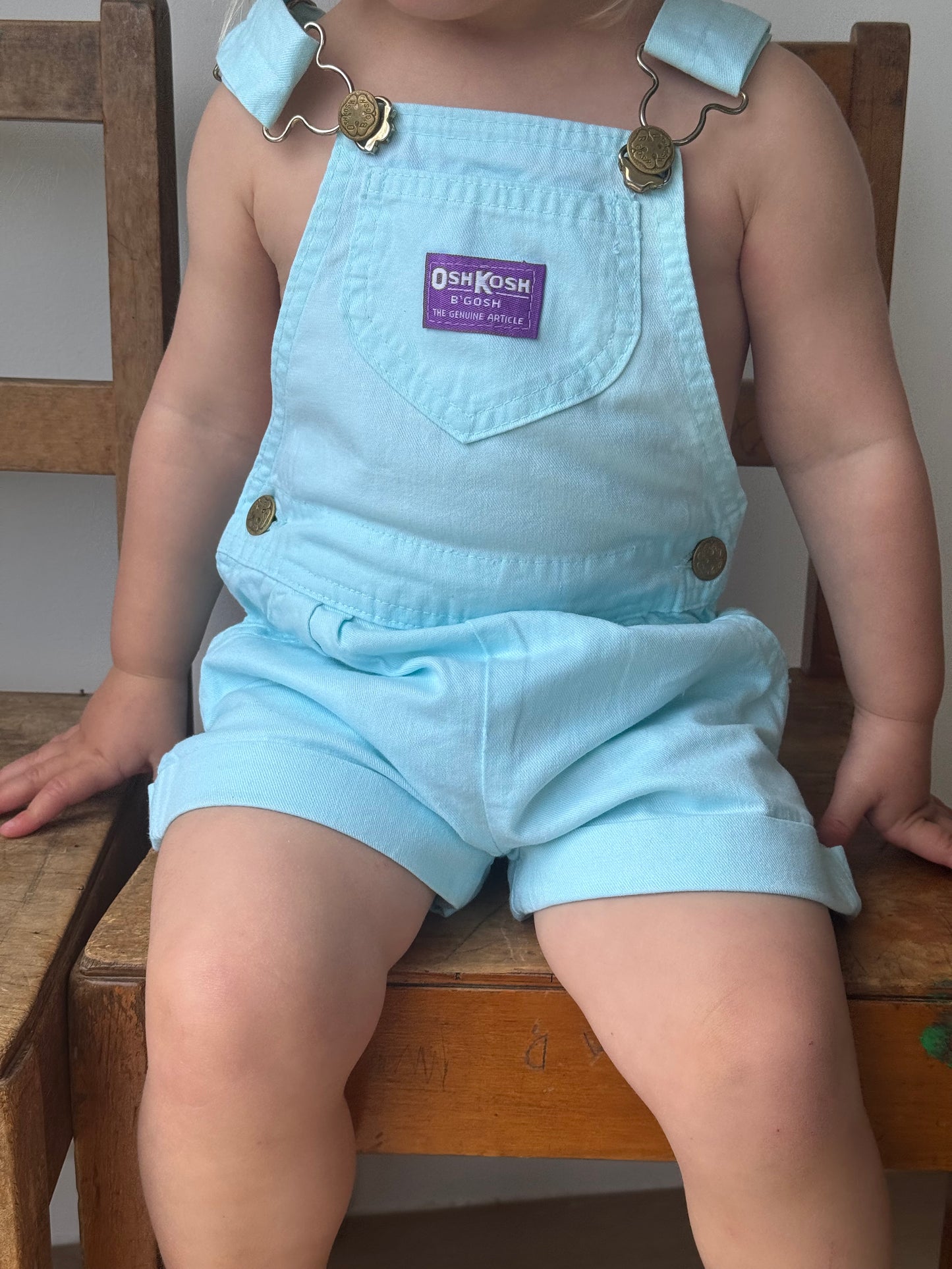 Aqua blue Oshkosh shortalls - 12m/18m