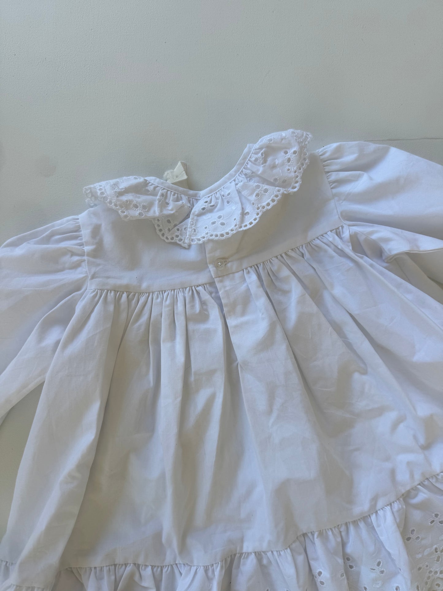 vintage white lace smock dress - 1Y