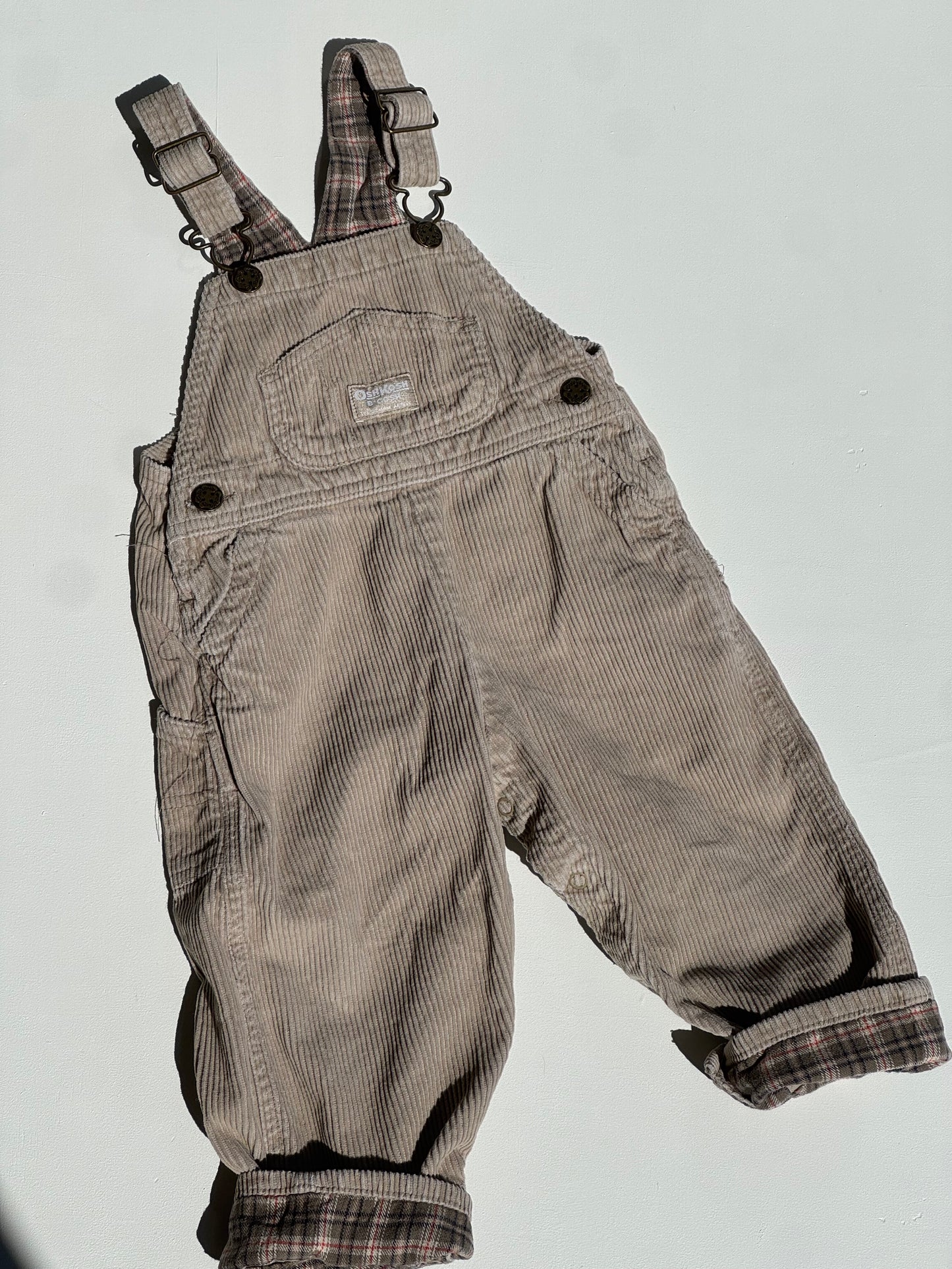Beige corduroy Oshkosh overalls- 12m -2years