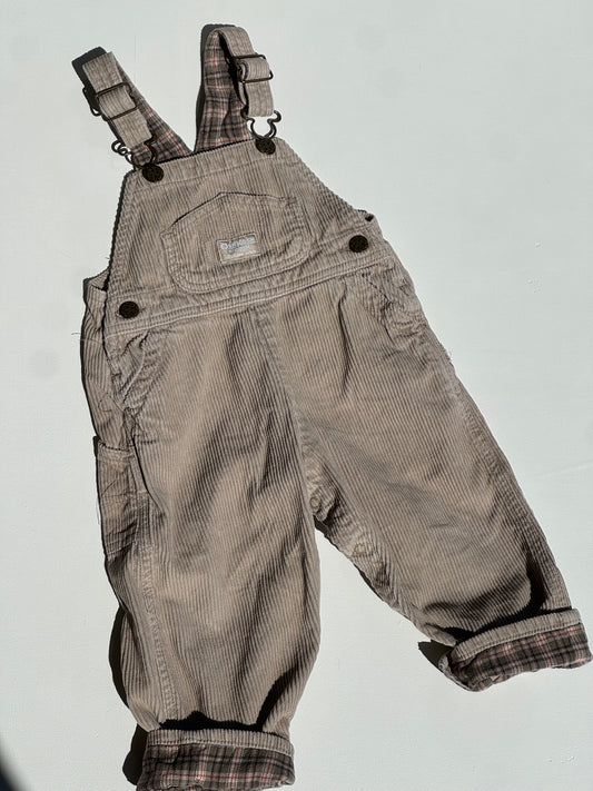 Beige corduroy Oshkosh overalls- 12m -2years