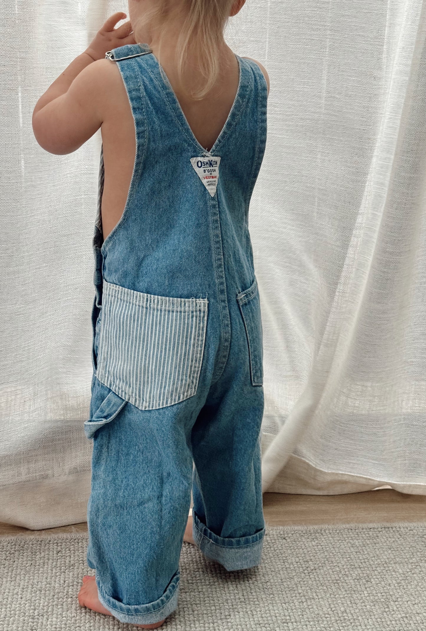 denim stripe Oshkosh overalls - 18m-3Y