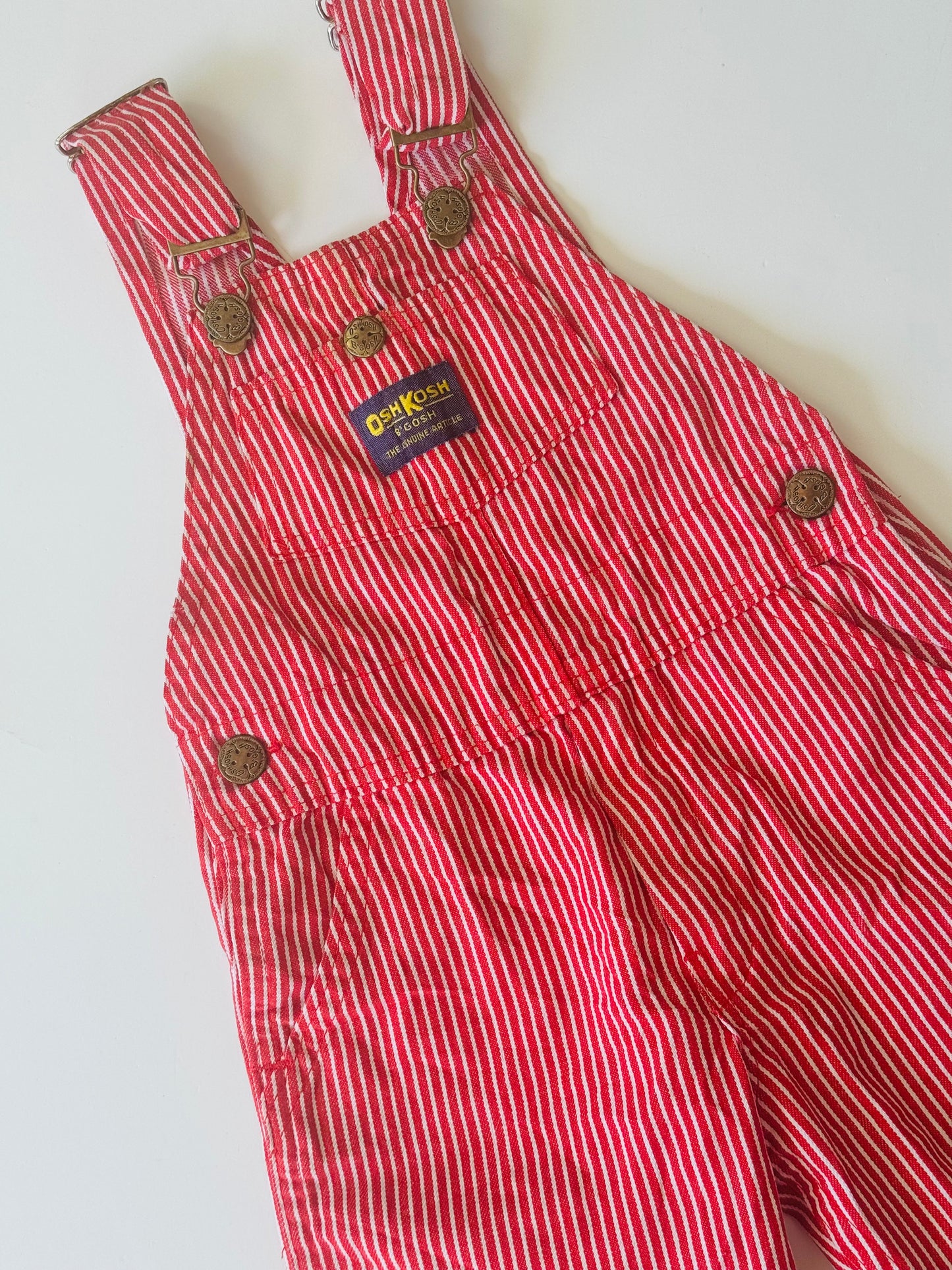 red hickory stripe Oshkosh overalls - 1/2Y