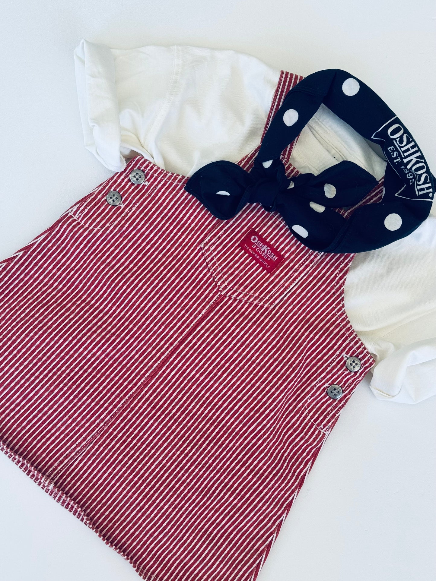 red hickory stripe Oshkosh dress - 1Y