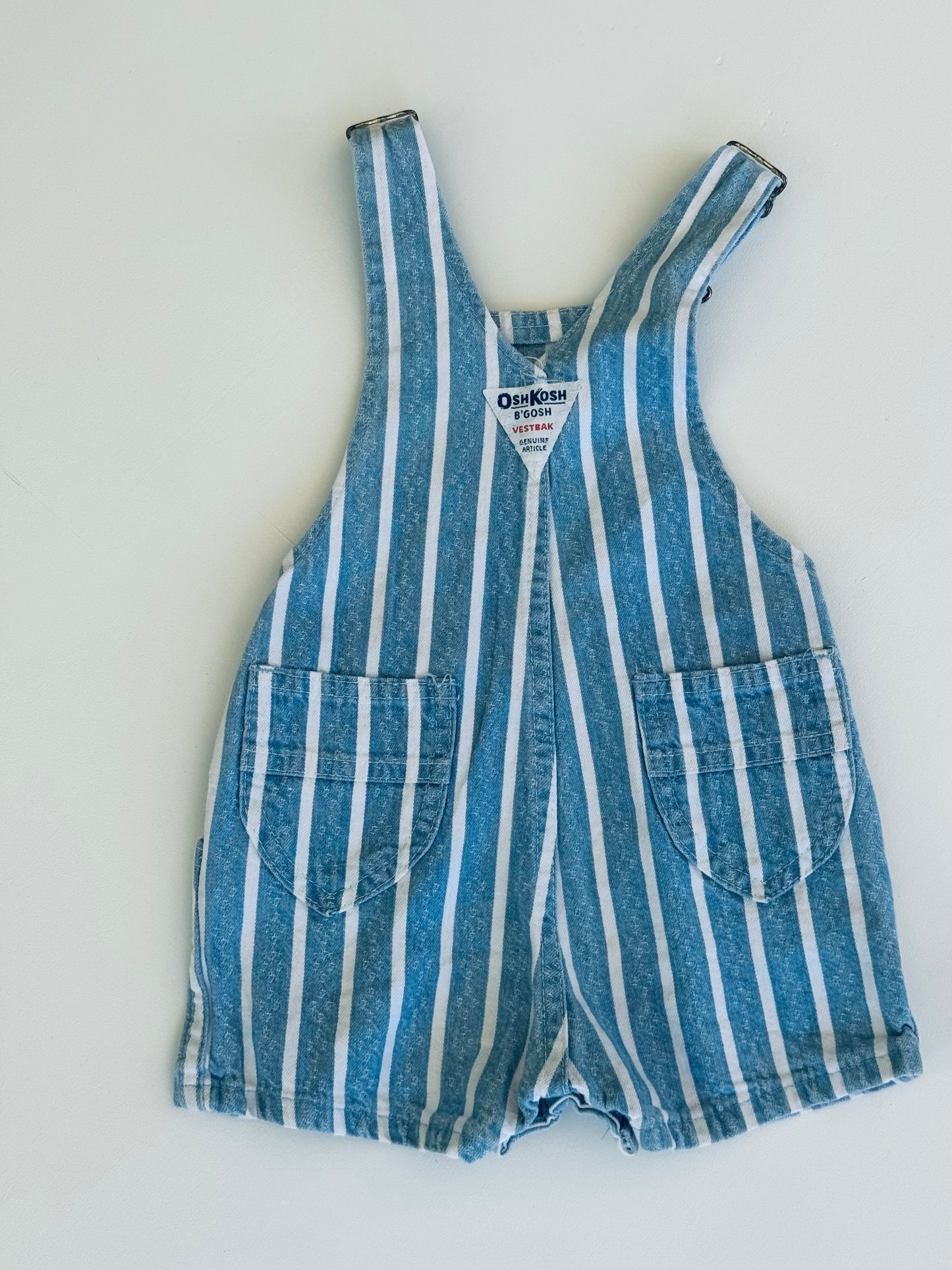 Denim stripe Oshkosh shortalls 6/12m