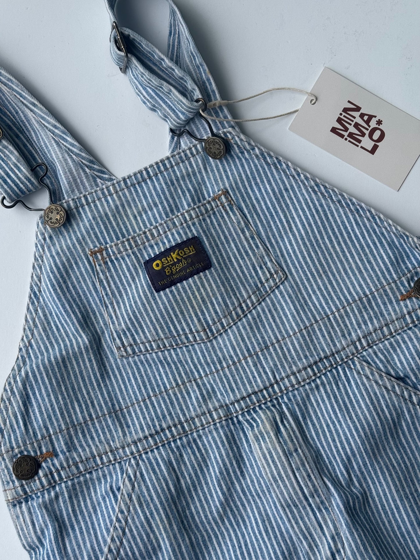 hickory stripe Oshkosh shortalls - 3Y