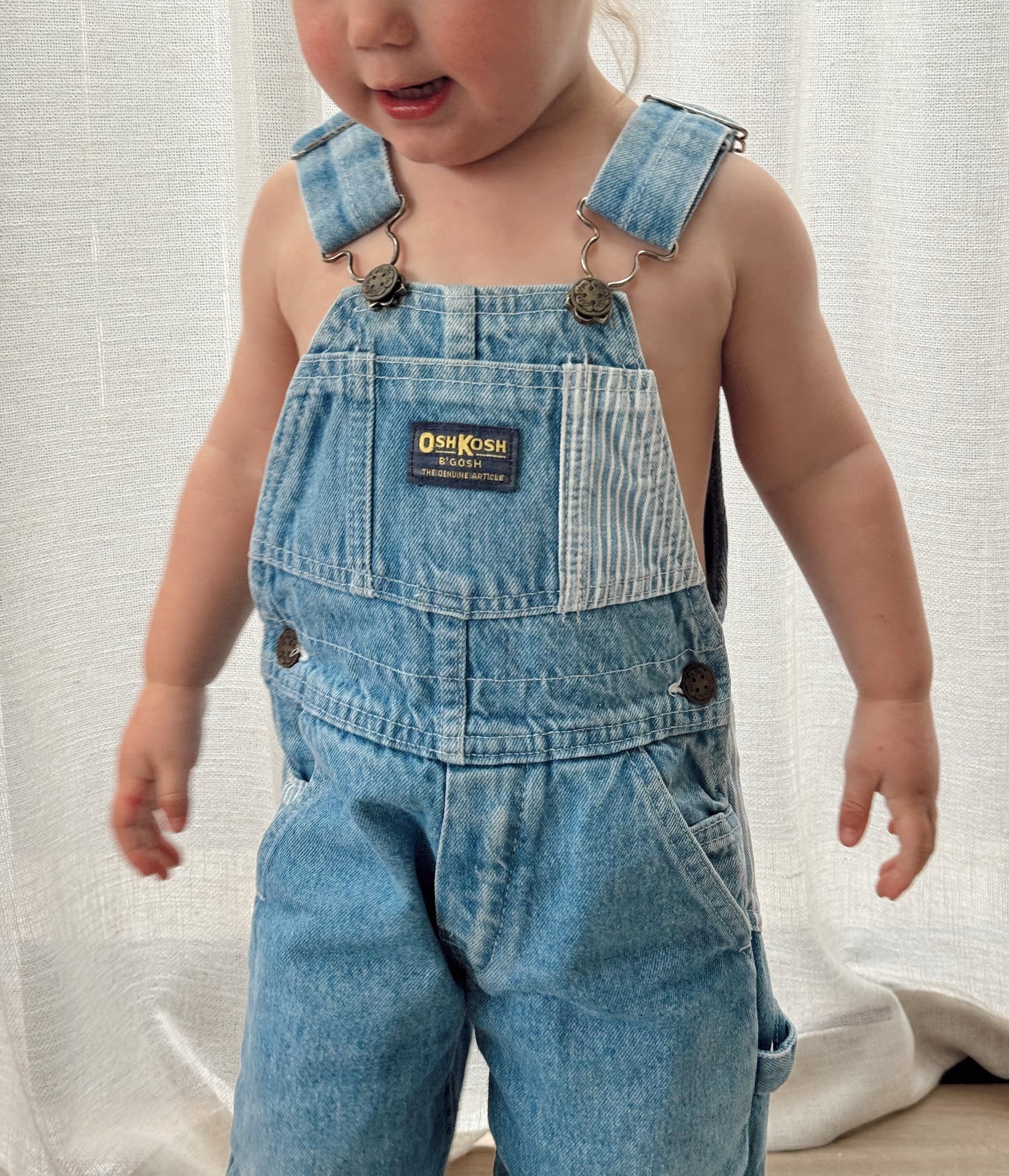 denim stripe Oshkosh overalls - 18m-3Y