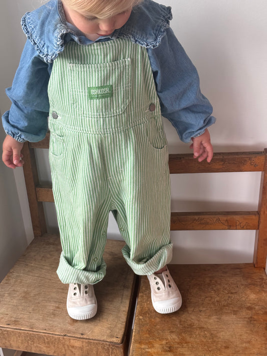 *rare colour - avocado stripe Oshkosh overalls - 2/3Y