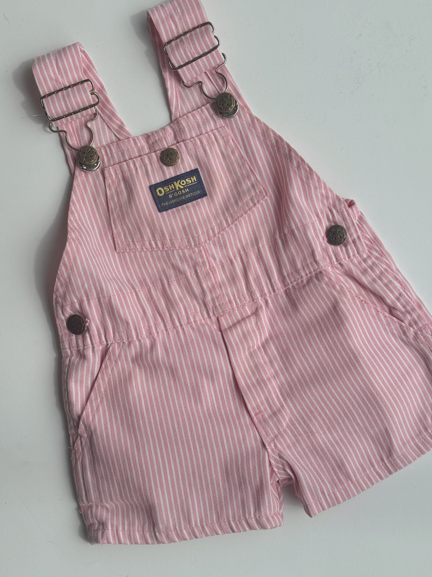 pink striped Oshkosh shortalls - 6m-18m