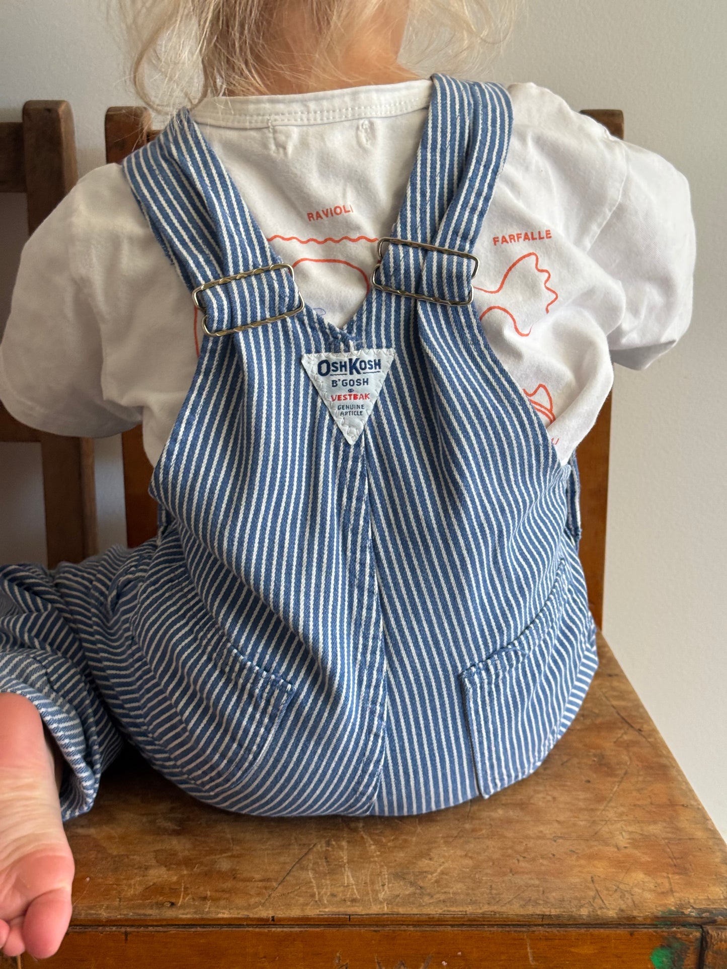 hickory stripe Oshkosh overalls - 2-4Y