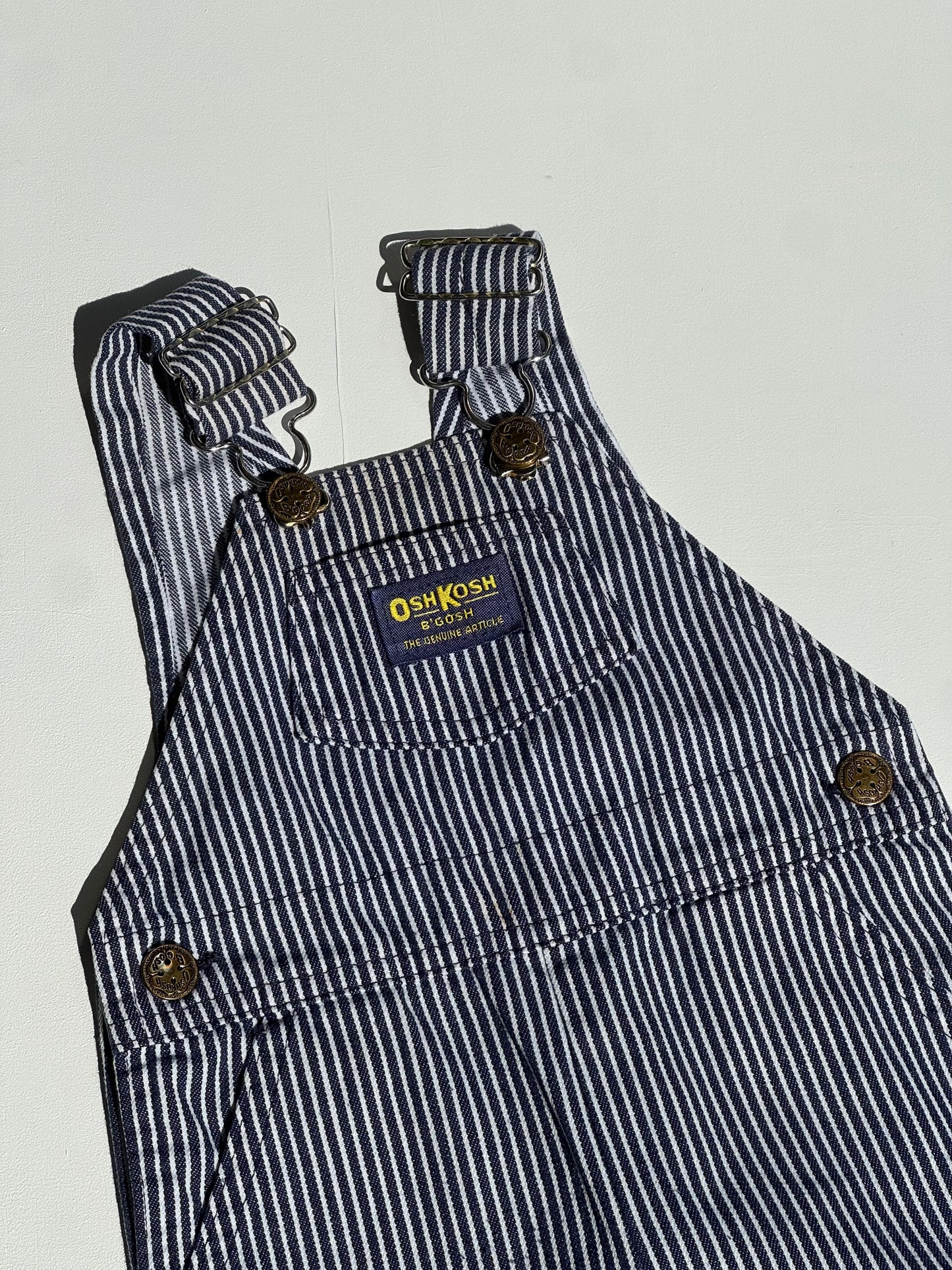 navy striped Oshkosh overalls - 6/9m