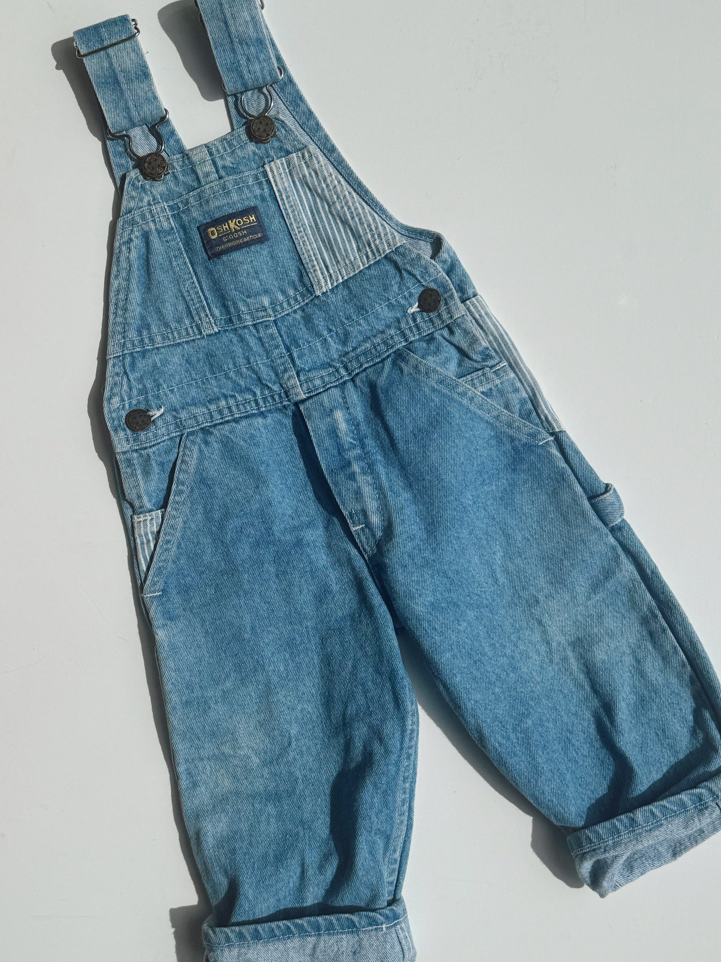 denim stripe Oshkosh overalls - 18m-3Y