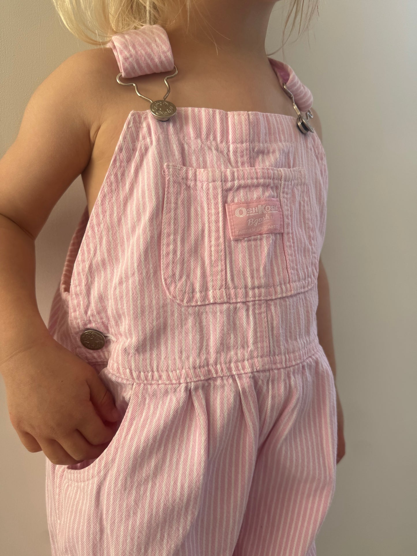 pink striped Oshkosh overalls - 3-5Y
