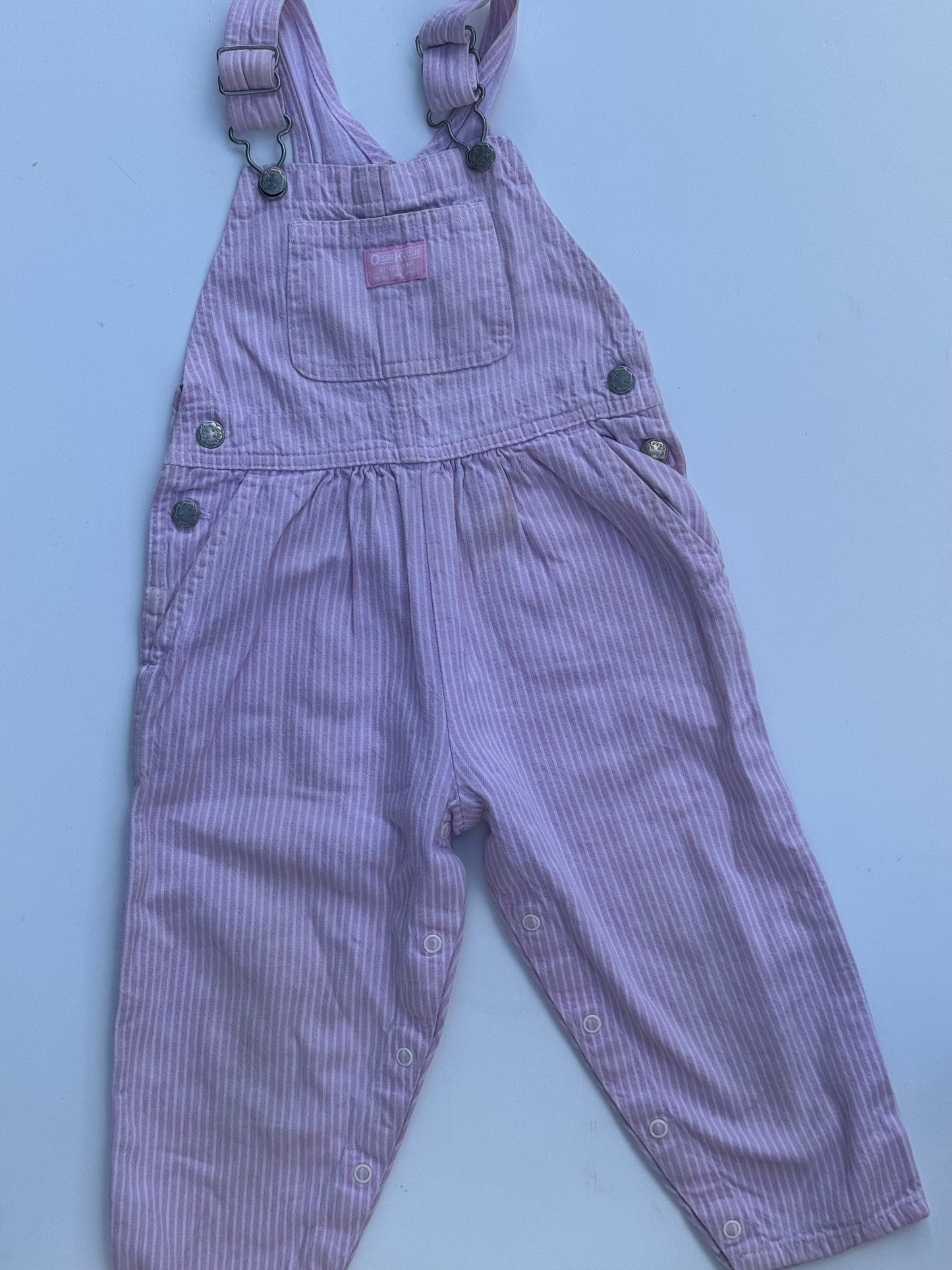 pink stripe Oshkosh overalls - 2/3Y