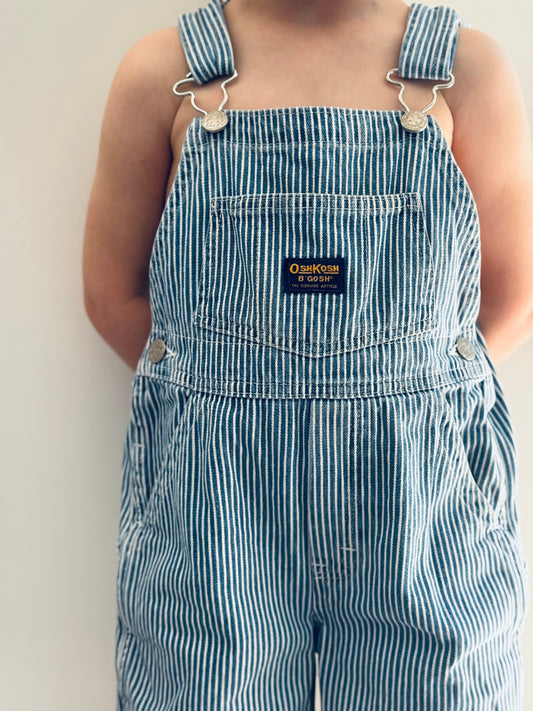 denim hickory Oshkosh shortalls - 4Y - 6Y