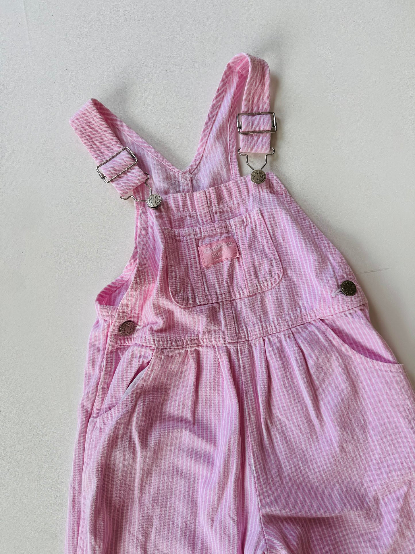 pink striped Oshkosh overalls - 3-5Y