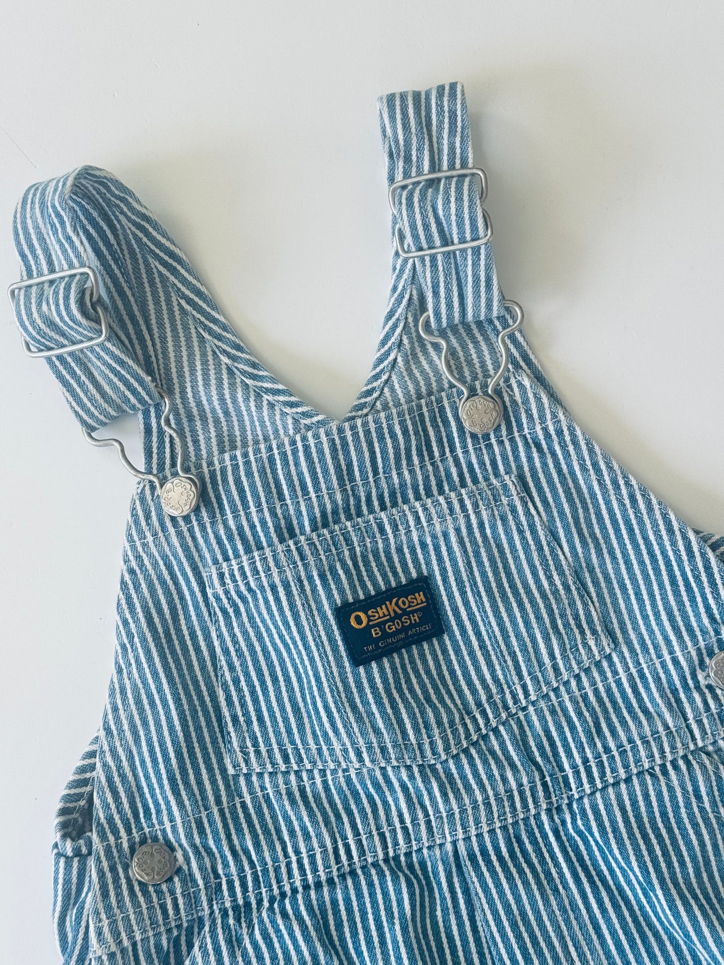 hickory stripe Oshkosh shortalls - 12m