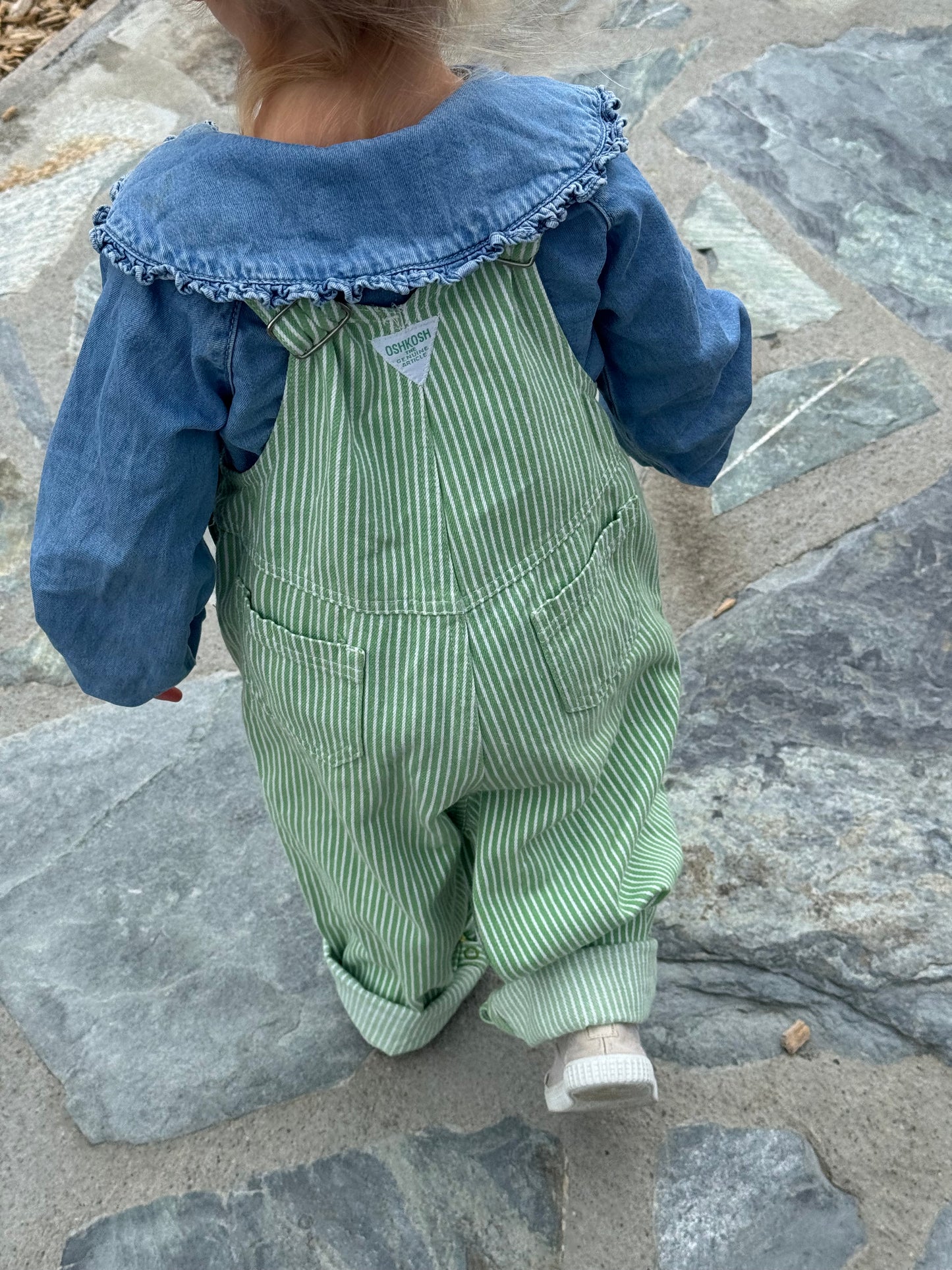 *rare colour - avocado stripe Oshkosh overalls - 2/3Y