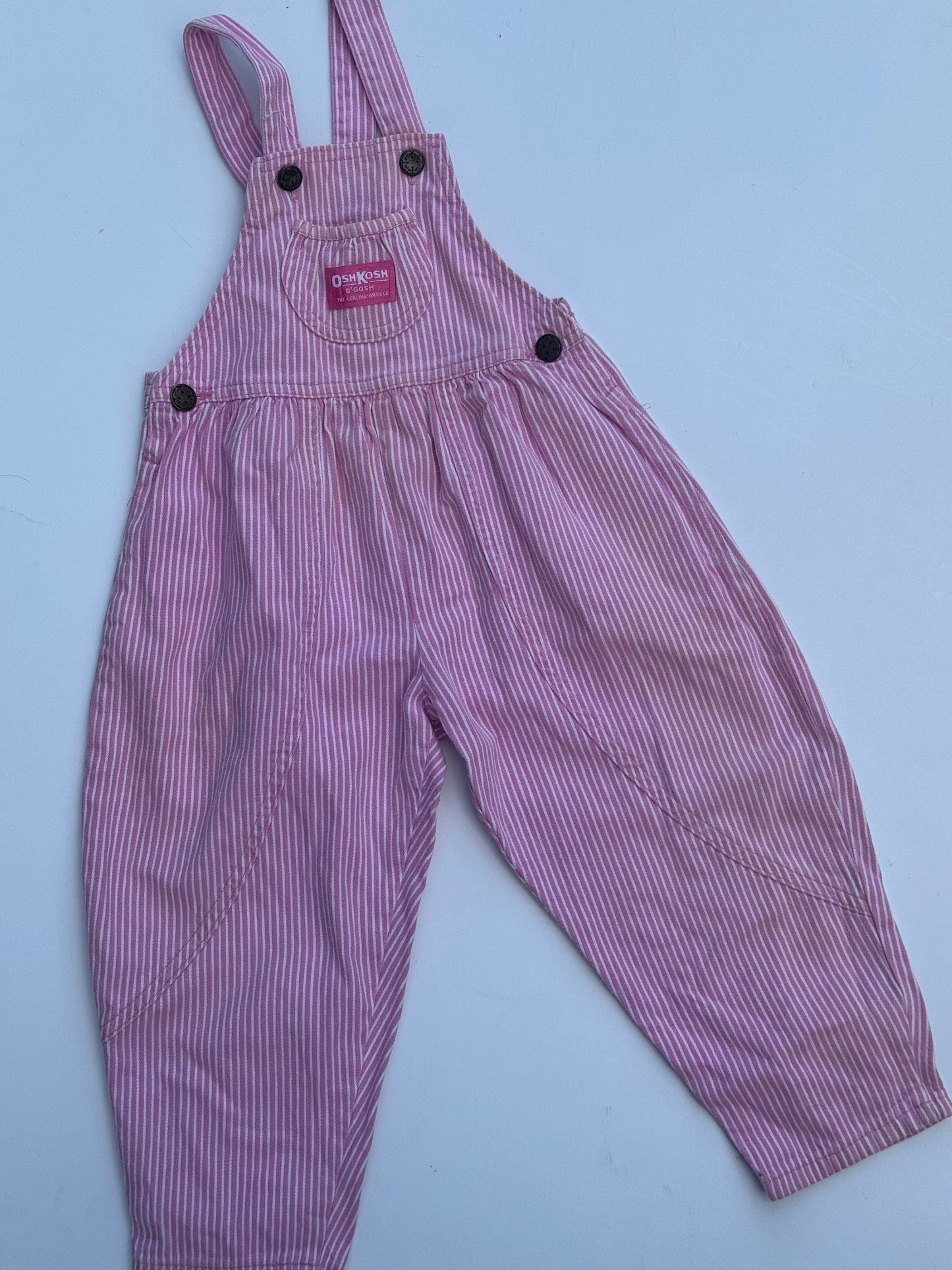 pink stripe bubble overalls - 3Y