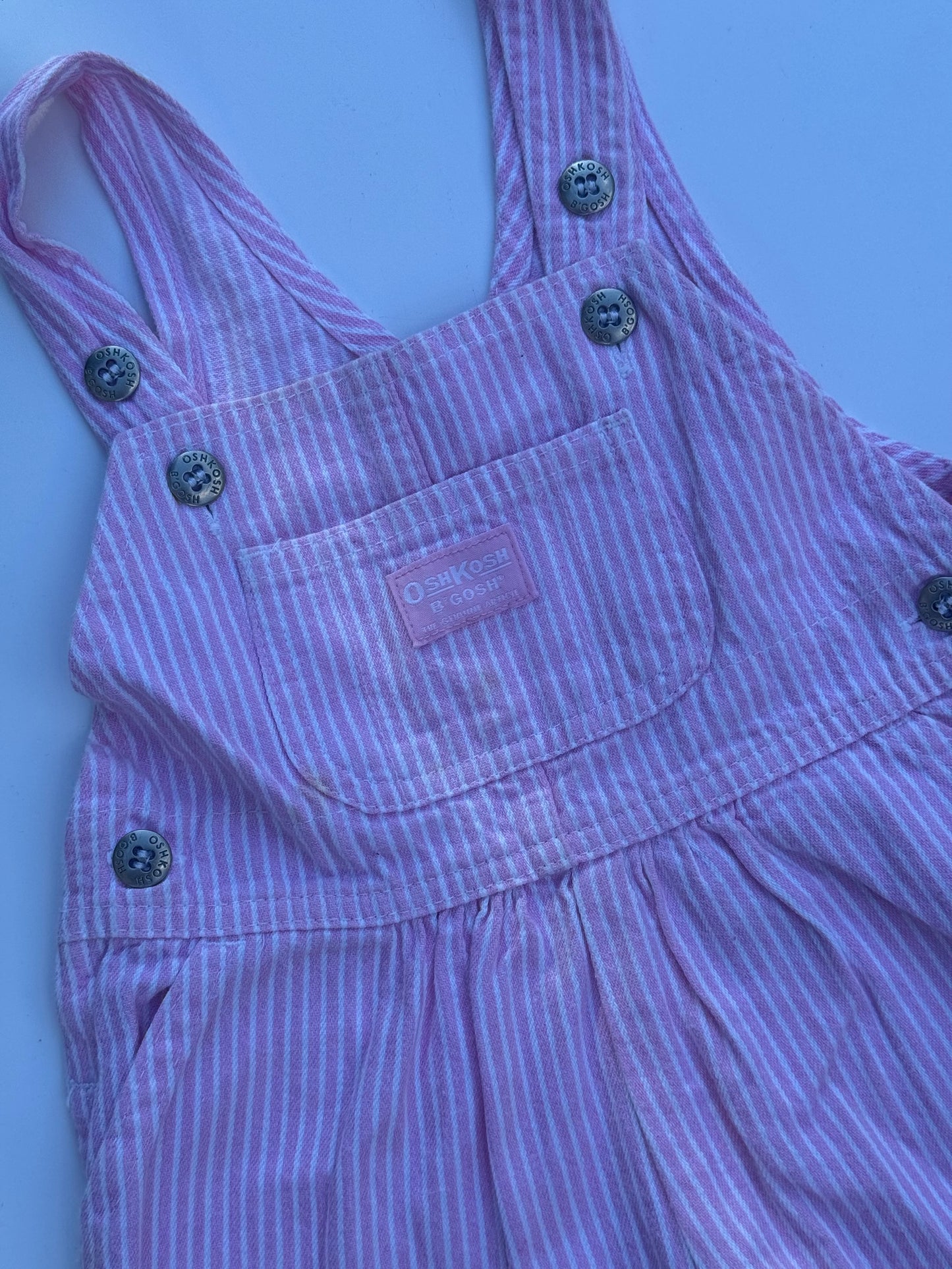 pink striped Oshkosh Overalls - 6/12m