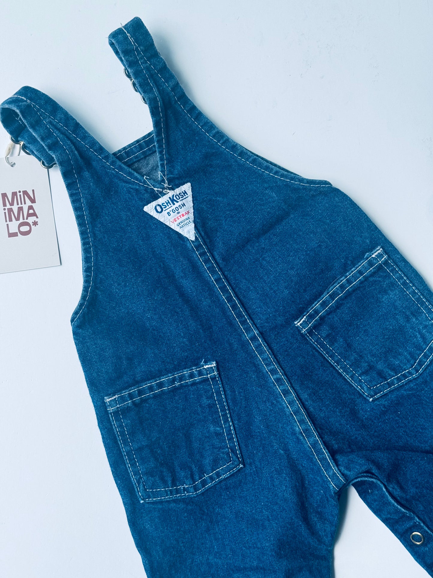 classic dark denim Oshkosh overalls - 3/6m