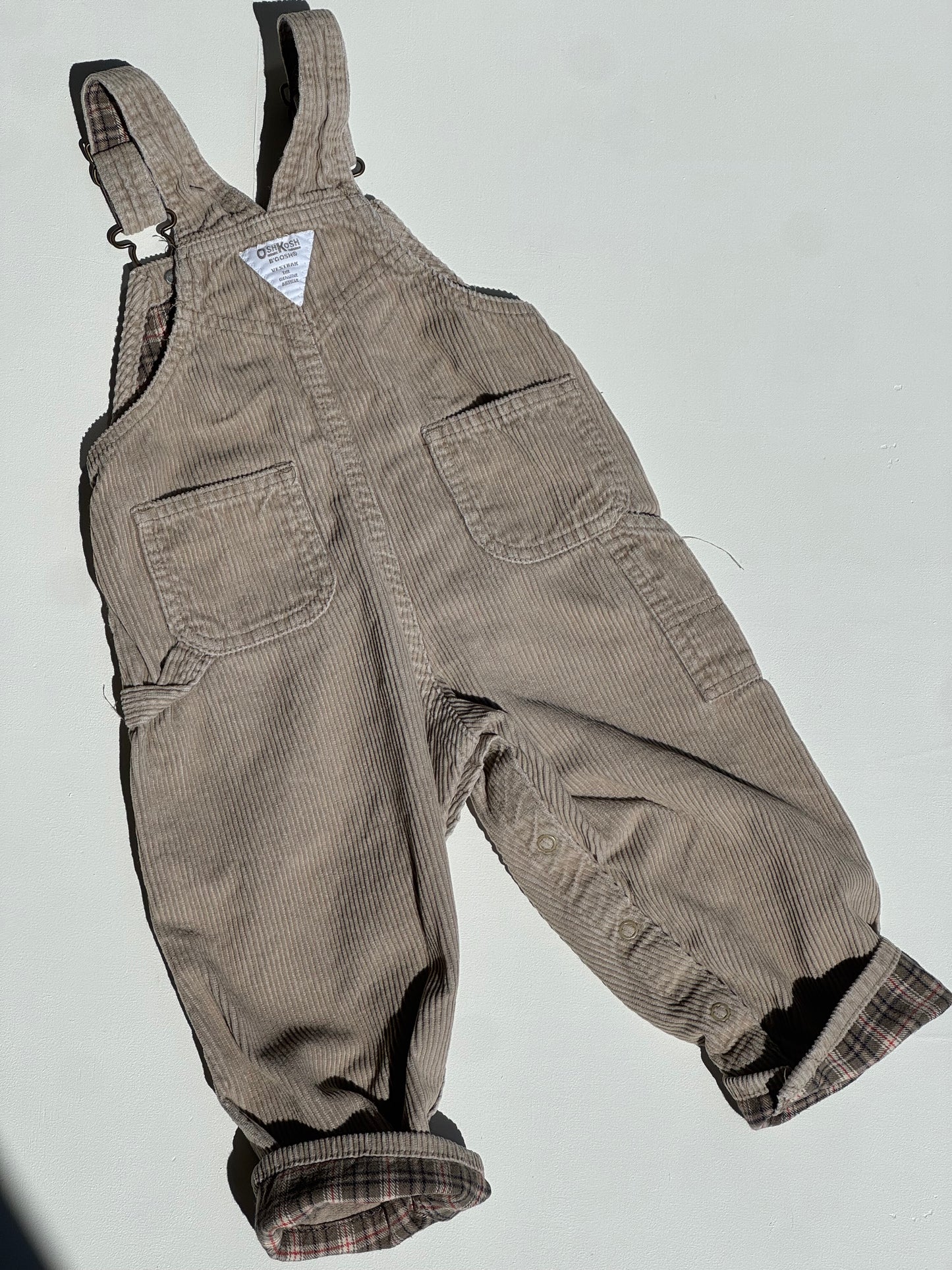 Beige corduroy Oshkosh overalls- 12m -2years