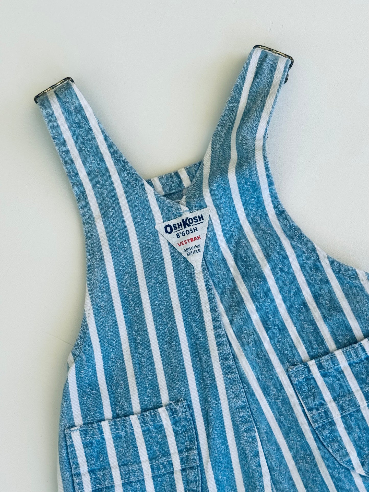 Denim stripe Oshkosh shortalls 6/12m