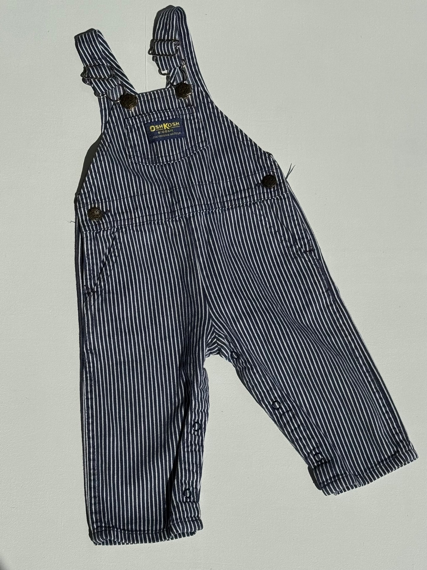 navy striped Oshkosh overalls - 6m - 18m