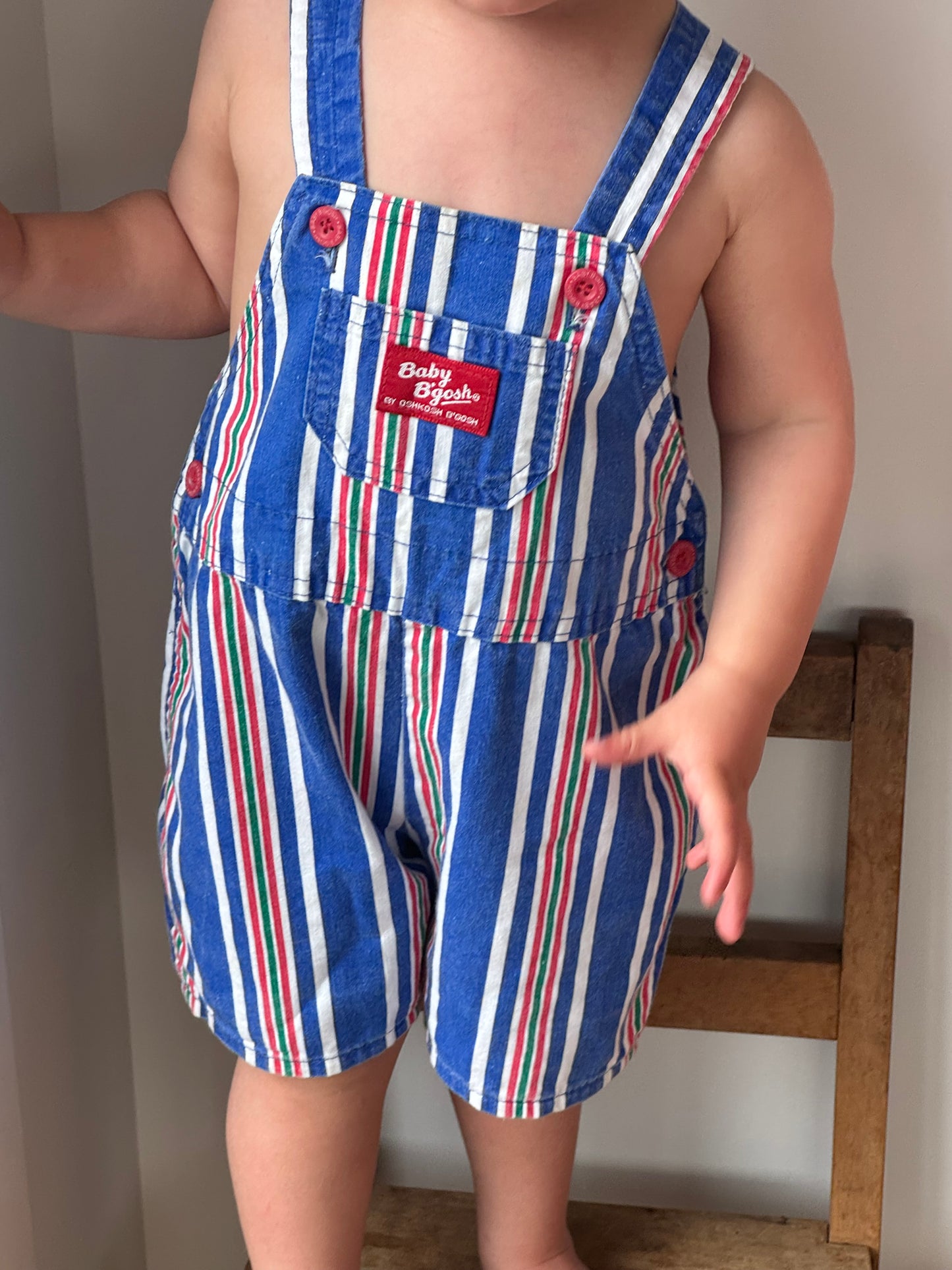 striped Oshkosh shortalls - 18m/2Y