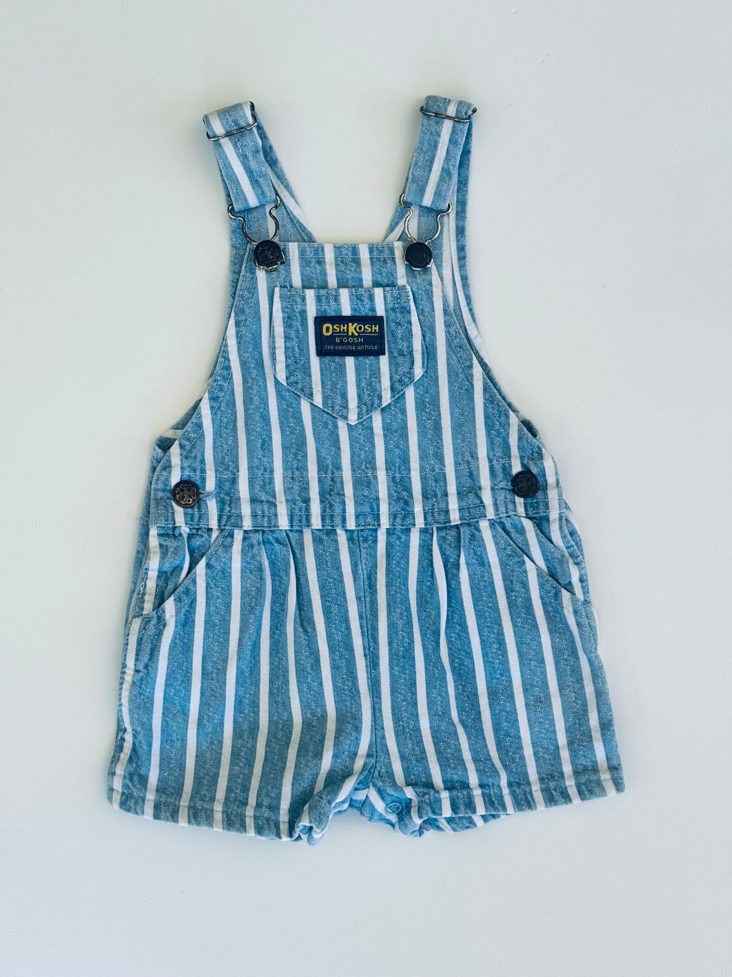Denim stripe Oshkosh shortalls 6/12m
