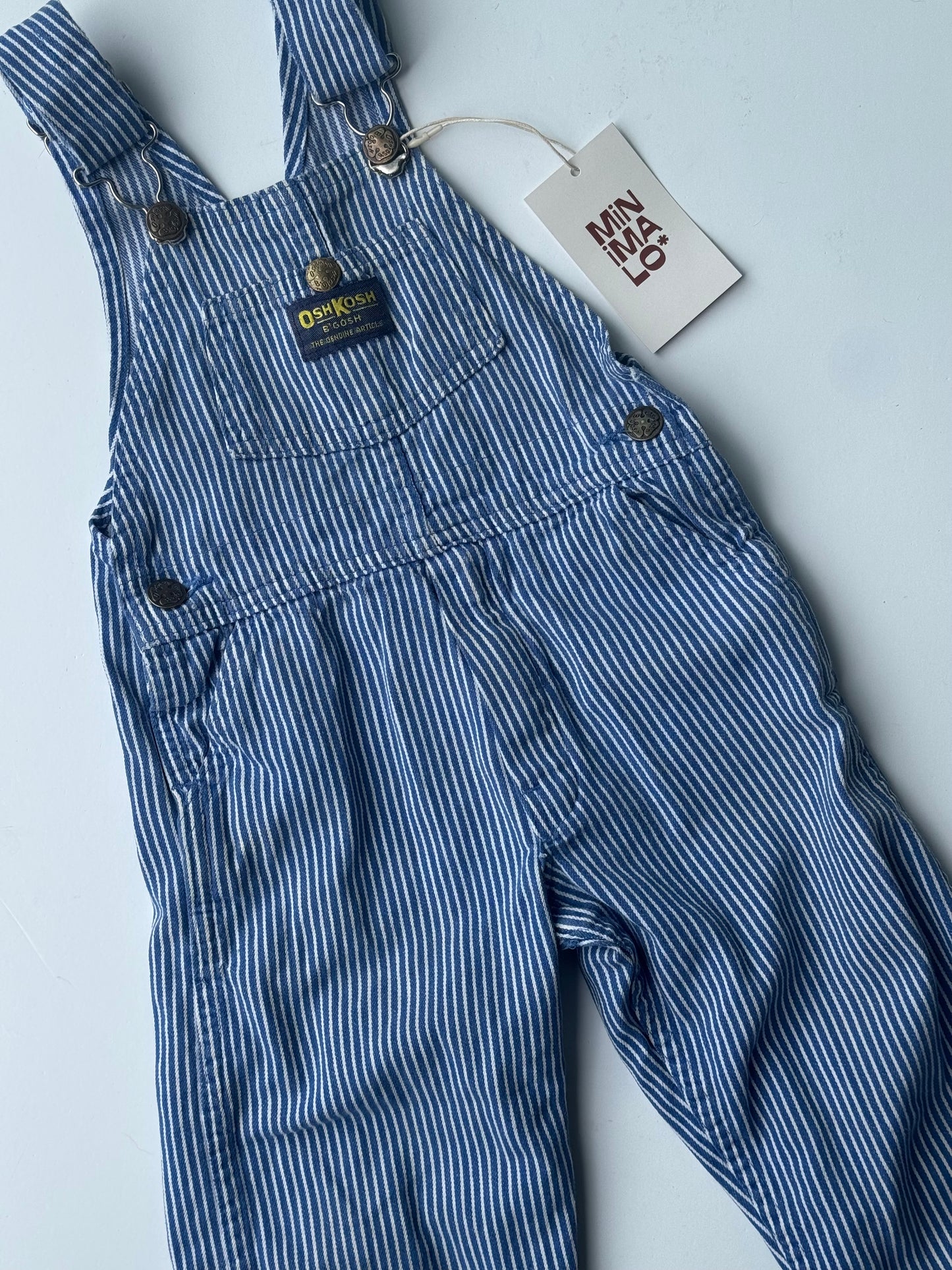 hickory stripe Oshkosh overalls - 2-4Y