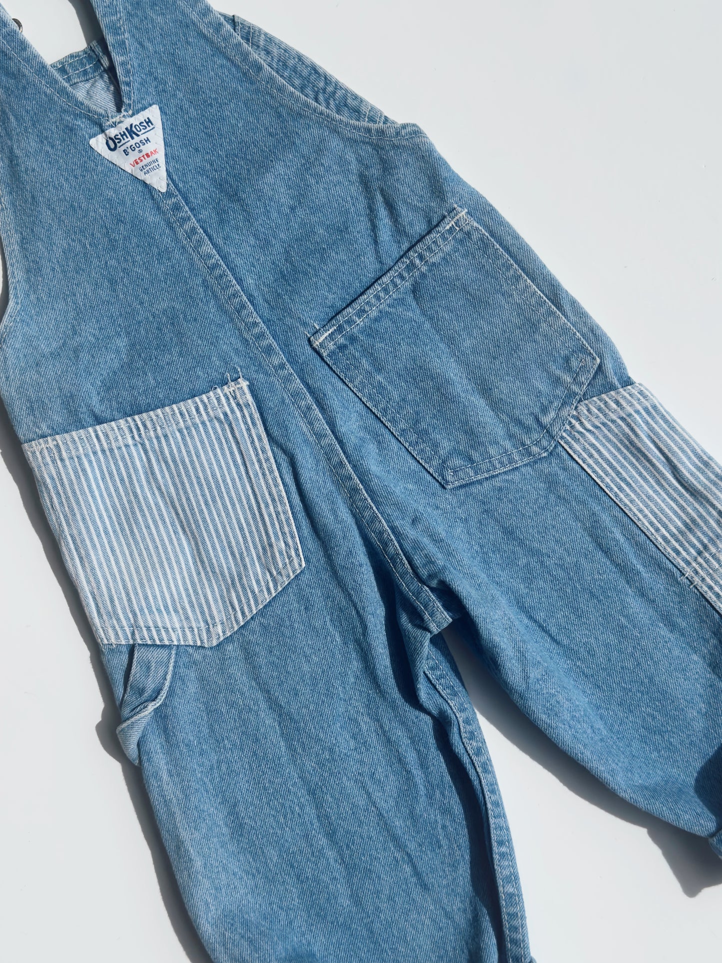 denim stripe Oshkosh overalls - 18m-3Y