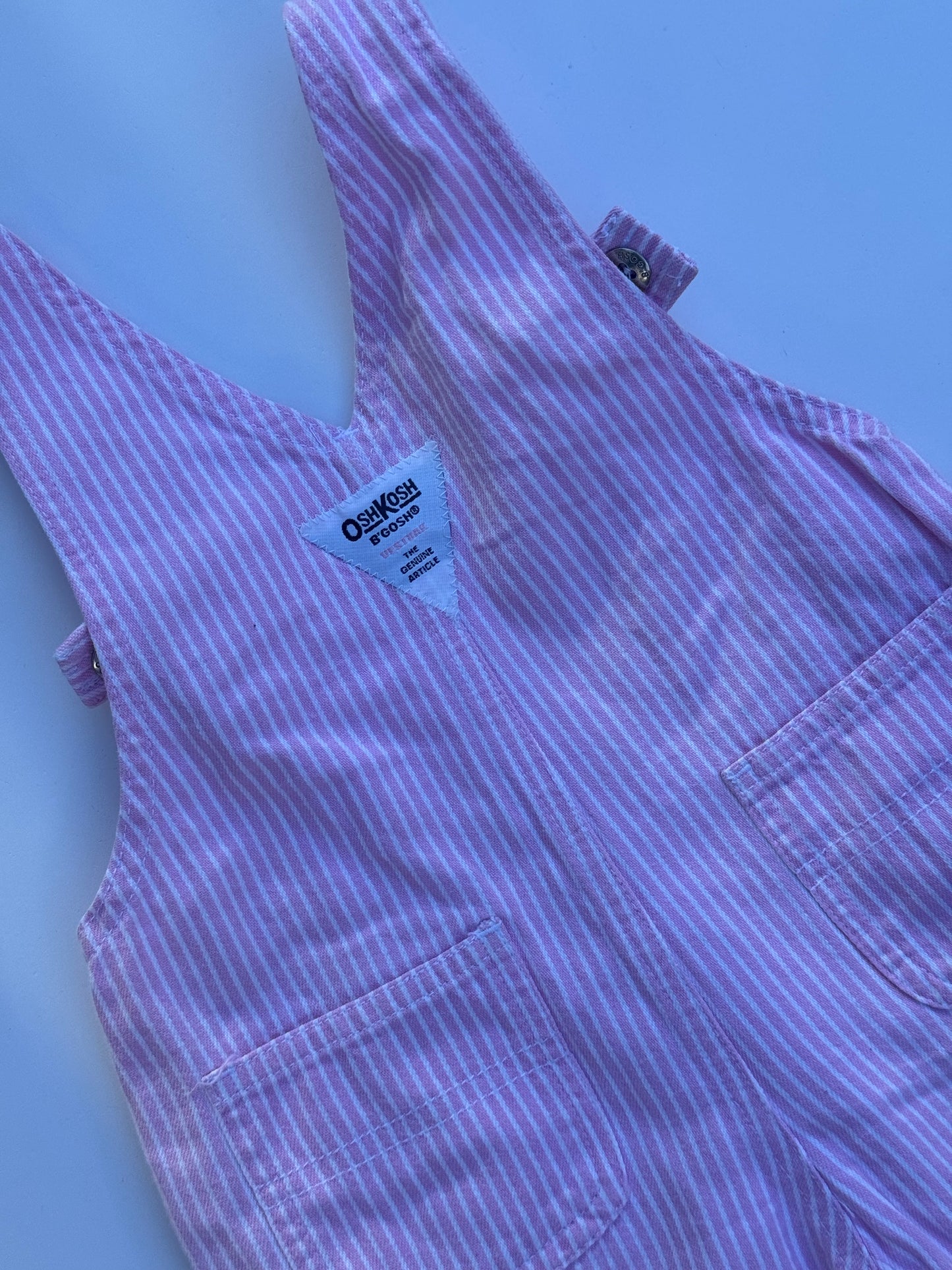 pink stripe Oshkosh overalls - 3/6m