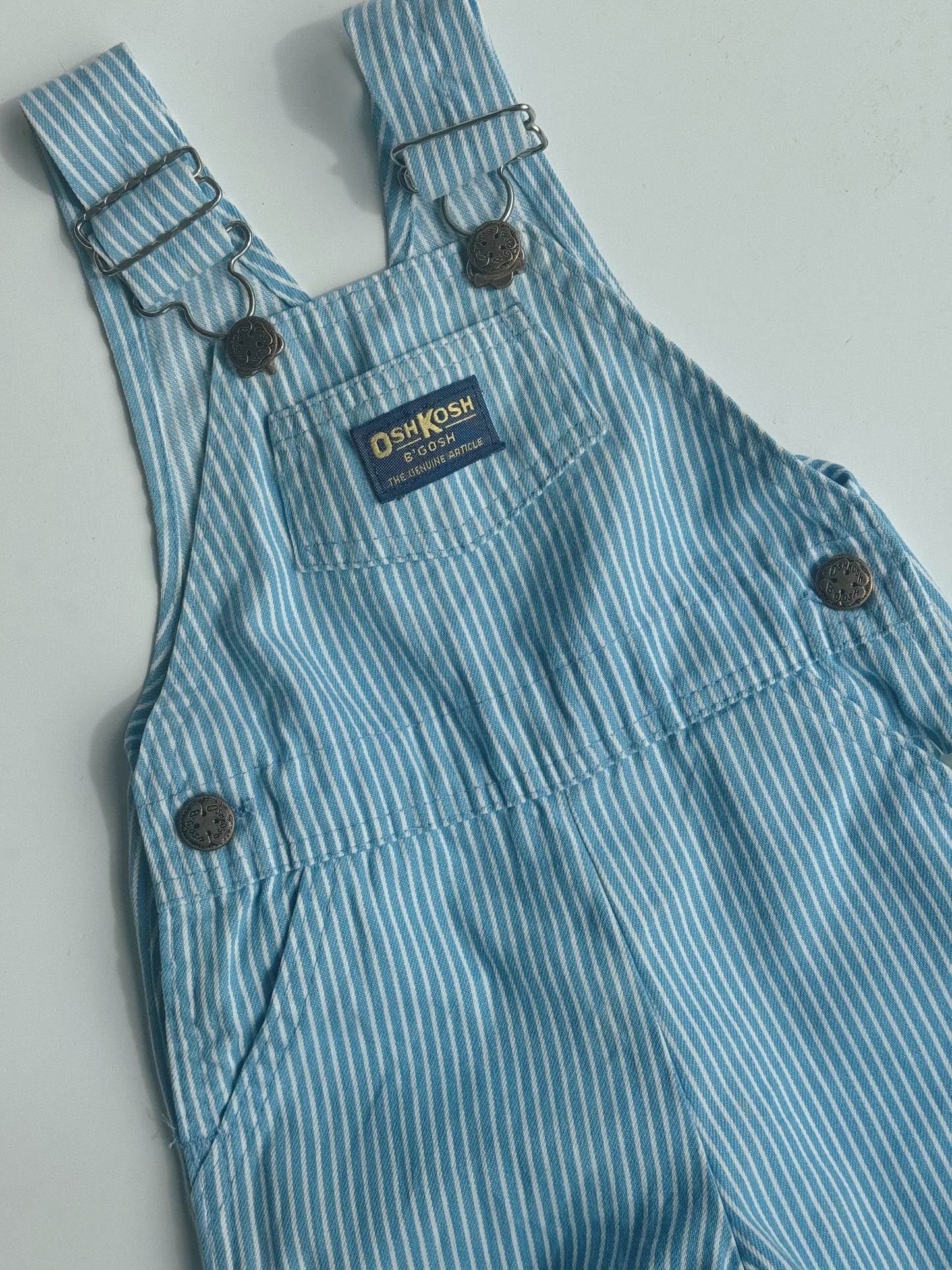 Oshkosh light blue stripe overalls - 9m-18m