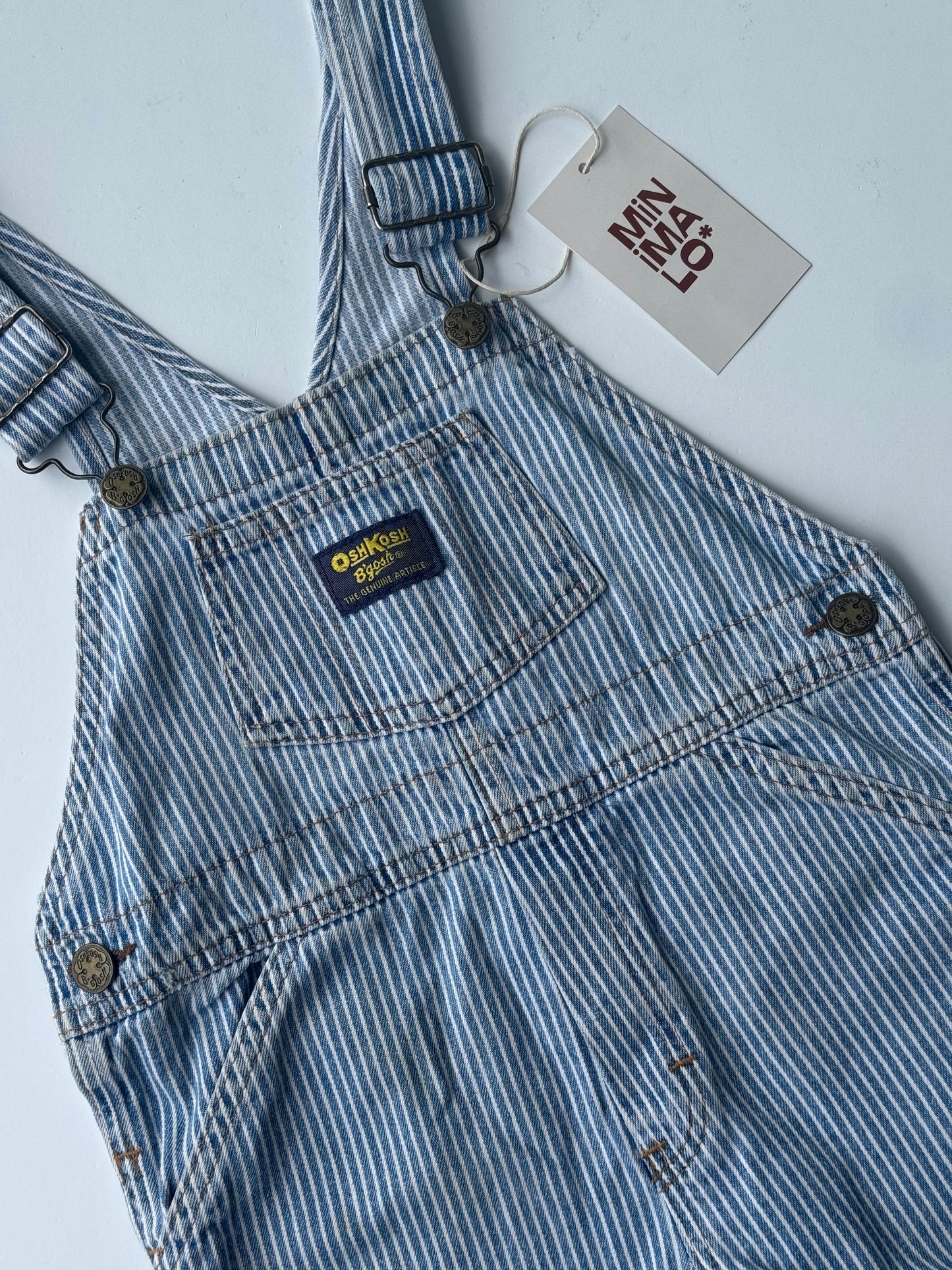 hickory stripe Oshkosh shortalls - 3Y